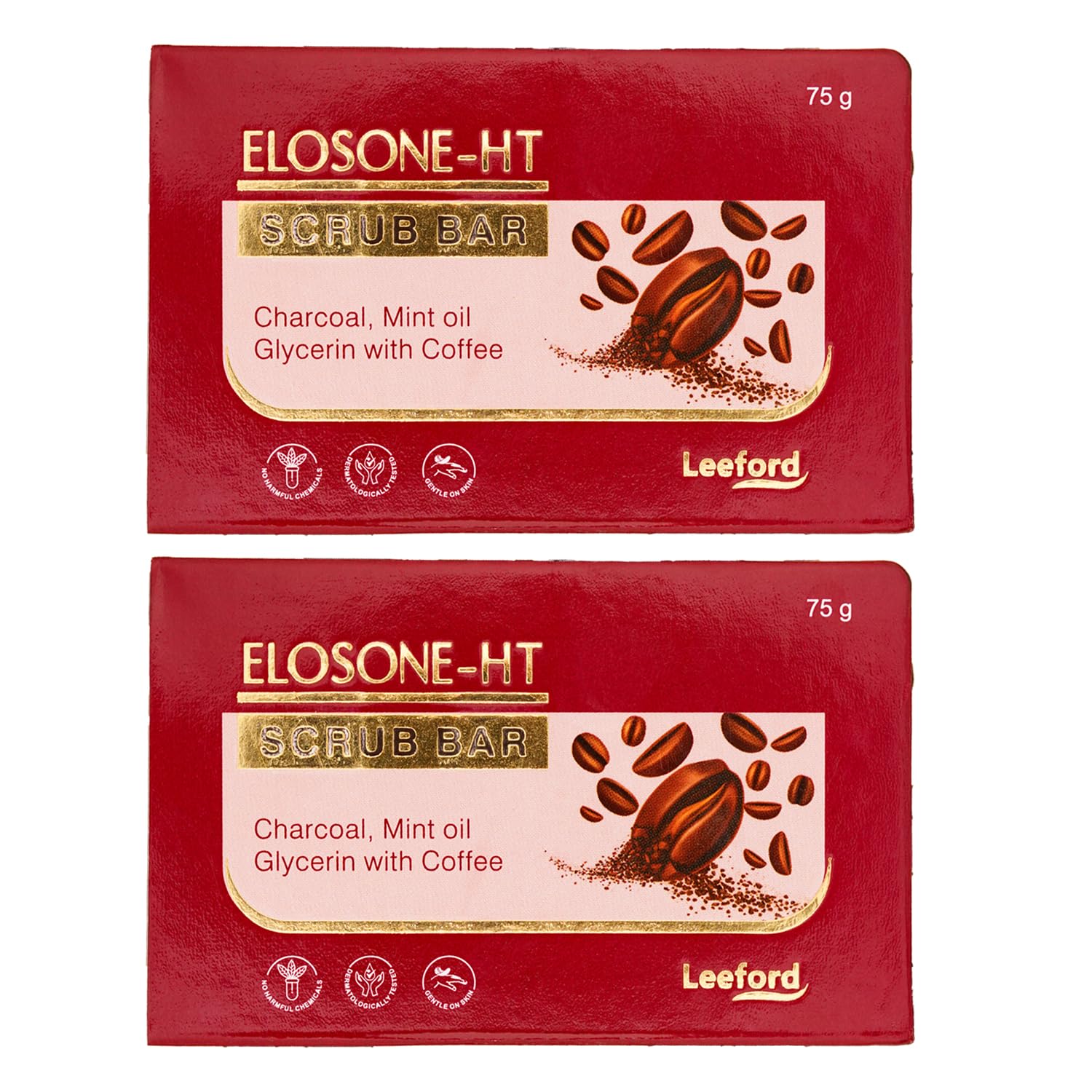 ElosoneHT Scrub Soap for Tan Removal (2x75g) - Scrub Soap for bathing with Charcoal, Mint Oil & Coffee for Pigmentation & Skin Health| Dermatologically Tested | Ideal for All Skin Types