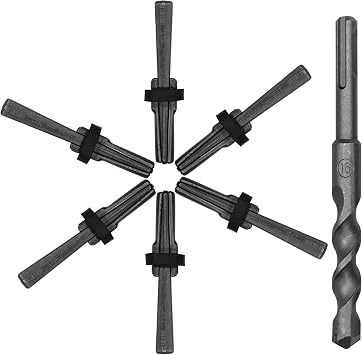 6PCS Rock Splitting Wedges and 1PCS Rotary Hammer Drill Bit, Wedge and Feather Shims, Stone Splitter Tools for Granites, Concretes, Boulders, Volcanic Rocks, Limestone Rocks