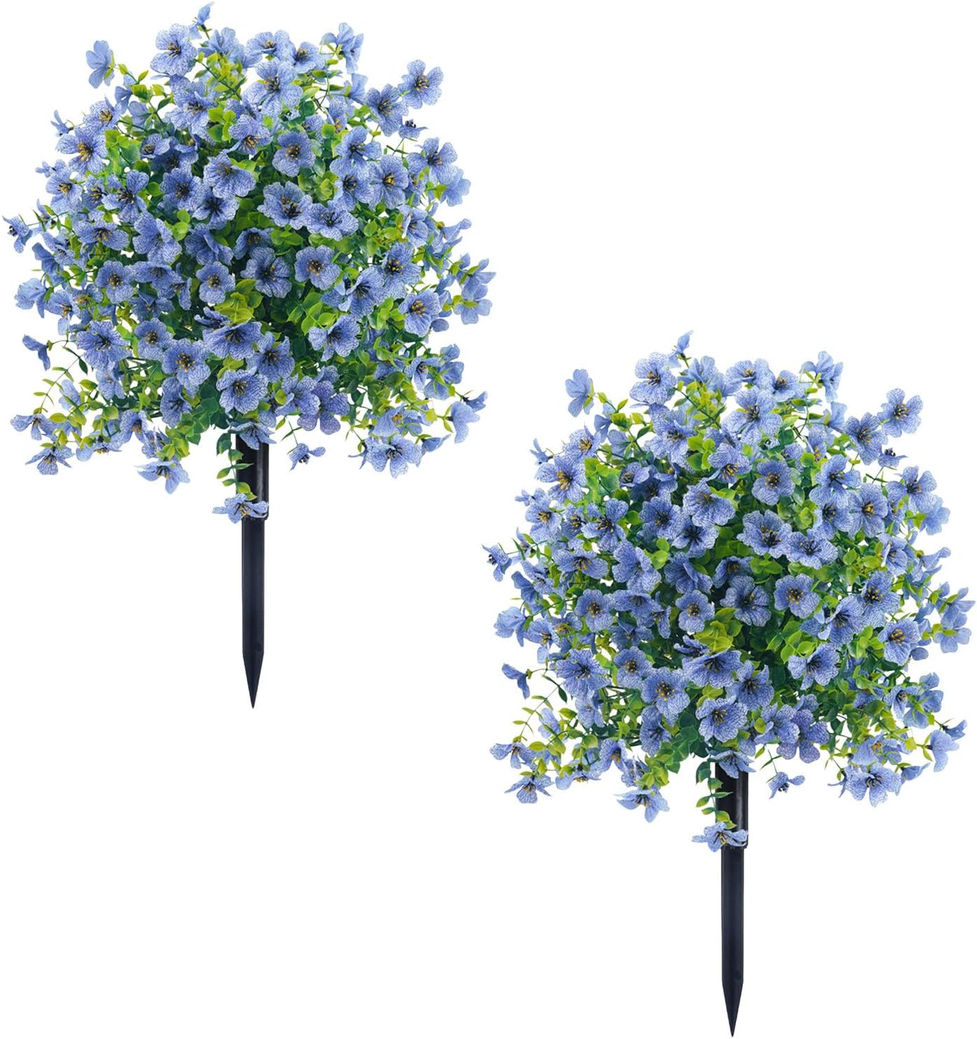Artificial Violet Ball Topiary Trees with Ground Spikes, 2 Pack Fake Artificial Bushes Plants, Fade Resistant Faux Artificial Shrubs Tree for Indoor Outdoor Front Porch Decor 23in (E-2 Pcs)