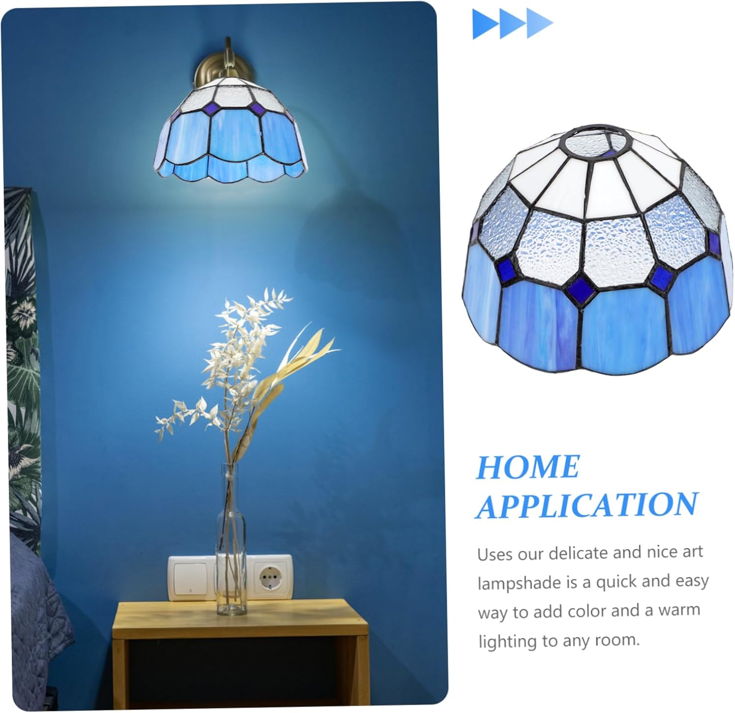 Gadpiparty Chic Artistic Glass Pendant Lampshade Creative Indoor Hanging Light for Home Decoration Elegant Blue Diamond Design Compatible with Bulb Warm Mood Lighting