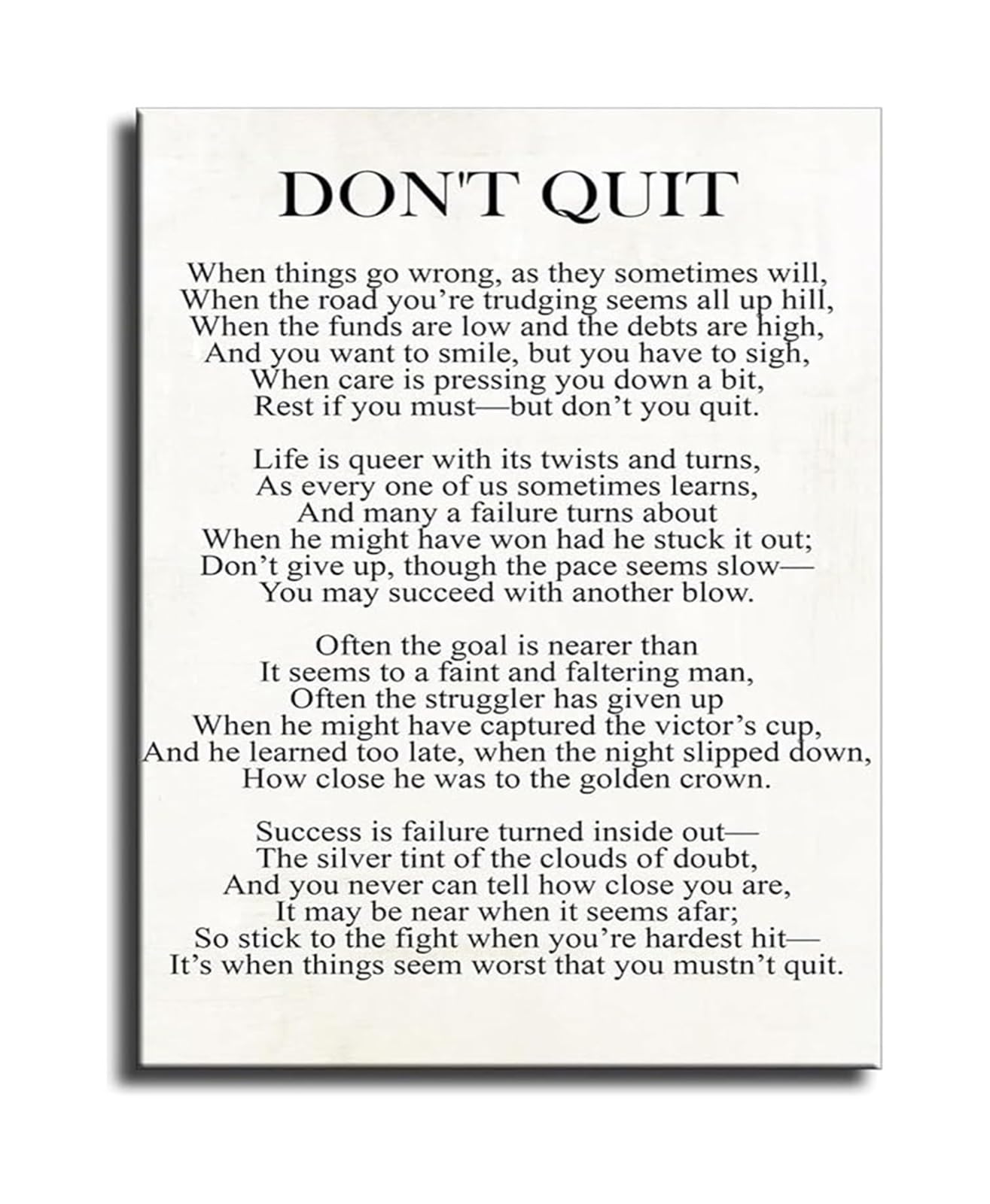 MQXFCZUX Encouraging Quote Poster Dont Quit Motivational Wall-Art for Office Decor Home Gym or Workspace 8 X 12 in