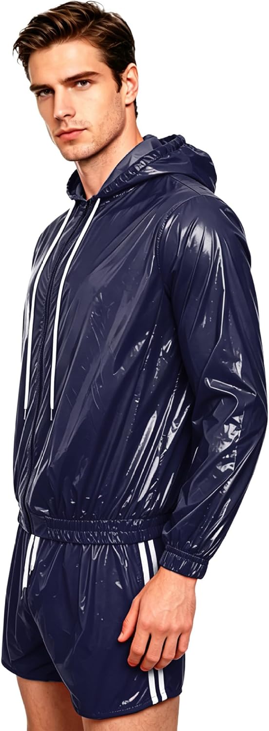 Men Gym Outfits Sauna Suit Hooded Sweater Set Jogging Sportswear Loose Outfit Streetwear Clubwear