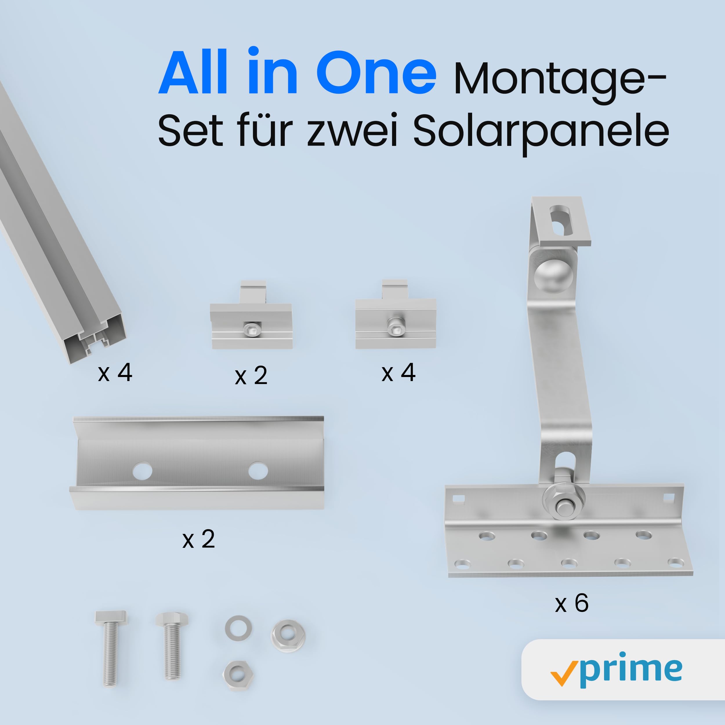 LIVING TEC® Halterung Balkonkraftwerk für Ziegeldach Komplettset - PV Modul Halterung mit Montageanleitung - Befestigung Solarmodul TÜV zertifiziert mit Dachhaken, Montageschiene & Klemme - Solarmodul
