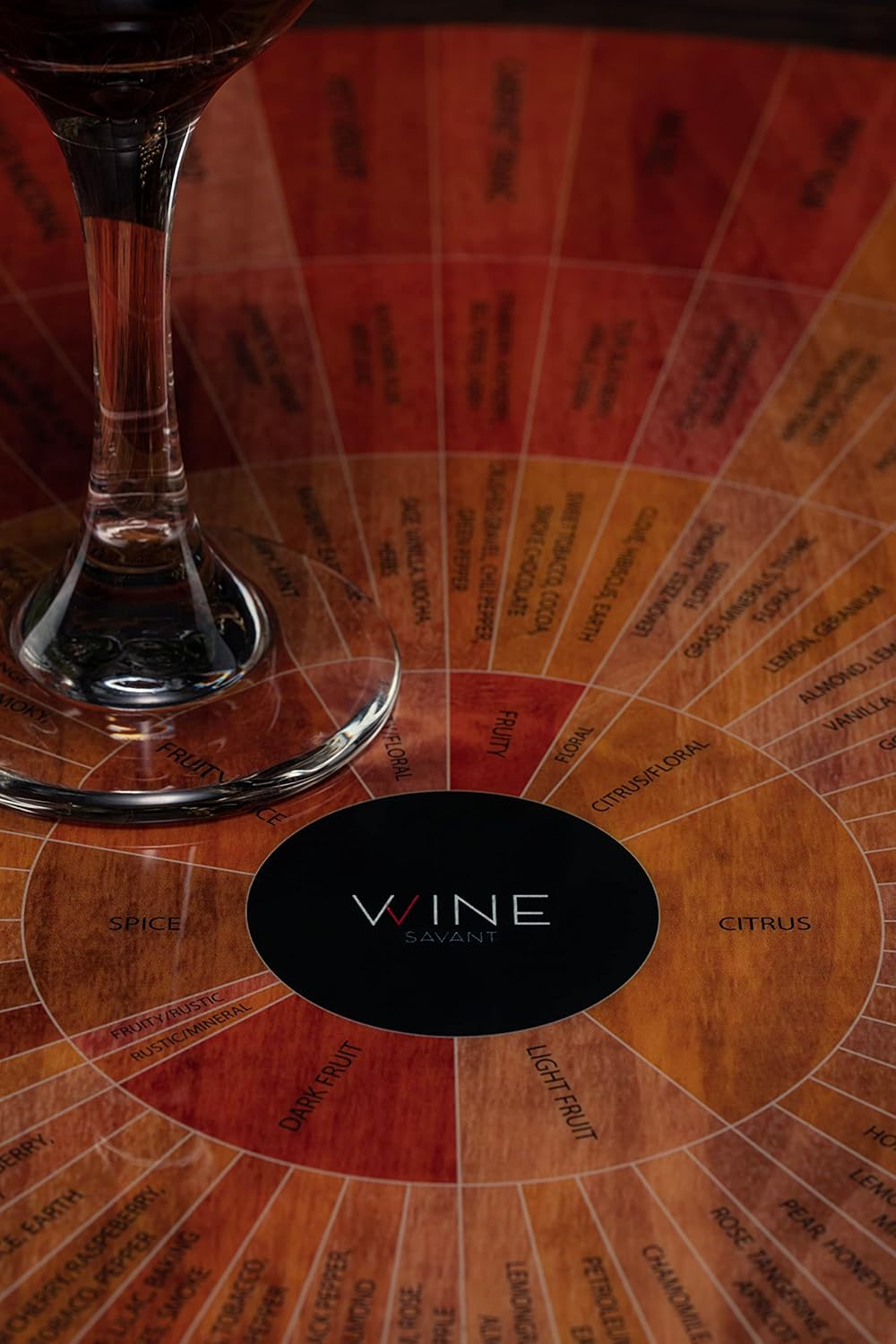 Wine Wheel Handcrafted Wood - for Both Amateurs and Connoisseurs, A Guide to On Tasting, Identifies Primary, Secondary & Tertiary Flavors, as Well As Colors - Use as is, Decor or Cheeseboard (Glossy)