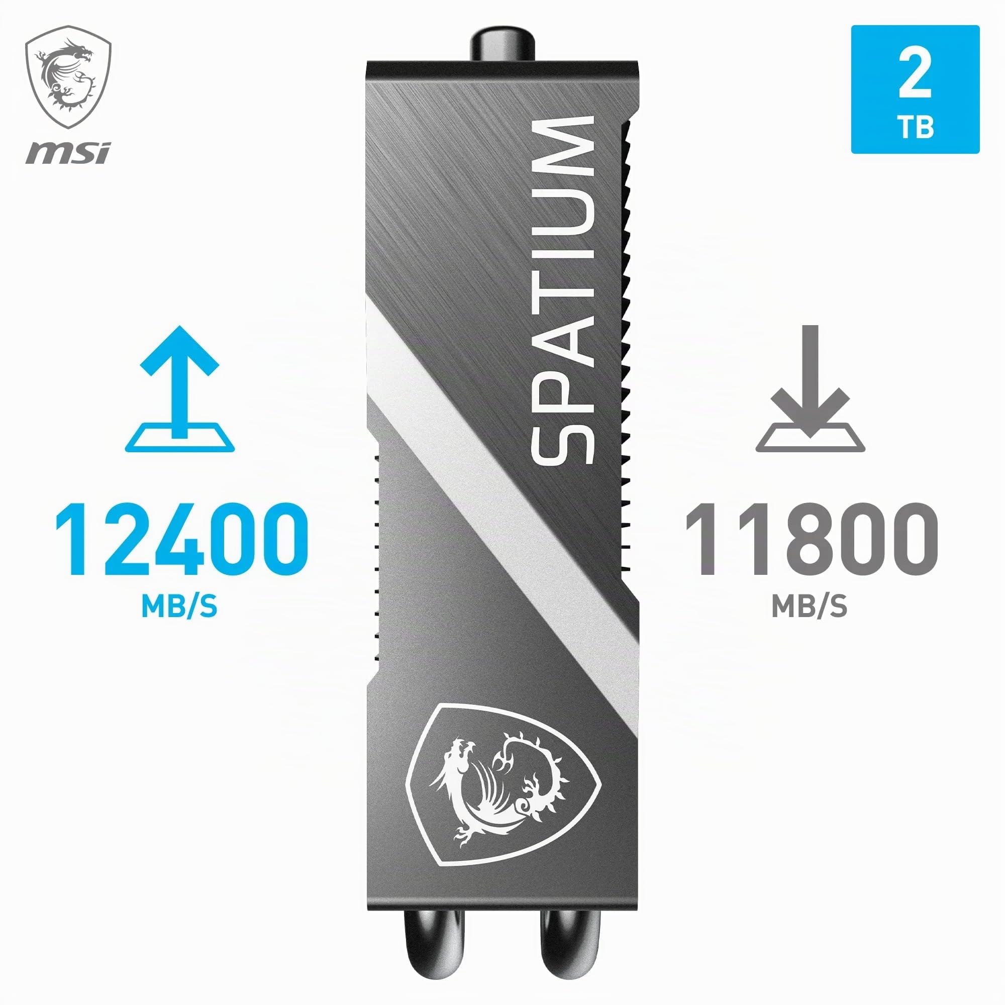 MSI SPATIUM M570 PRO FROZR SSD 2TB mit Kühlkörper - PCIe 5.0 NVMe M.2, 12.400MB/s Lesen & 11.800MB/s Schreiben, 3D NAND, integrierte Datensicherheit - 1400 TBW