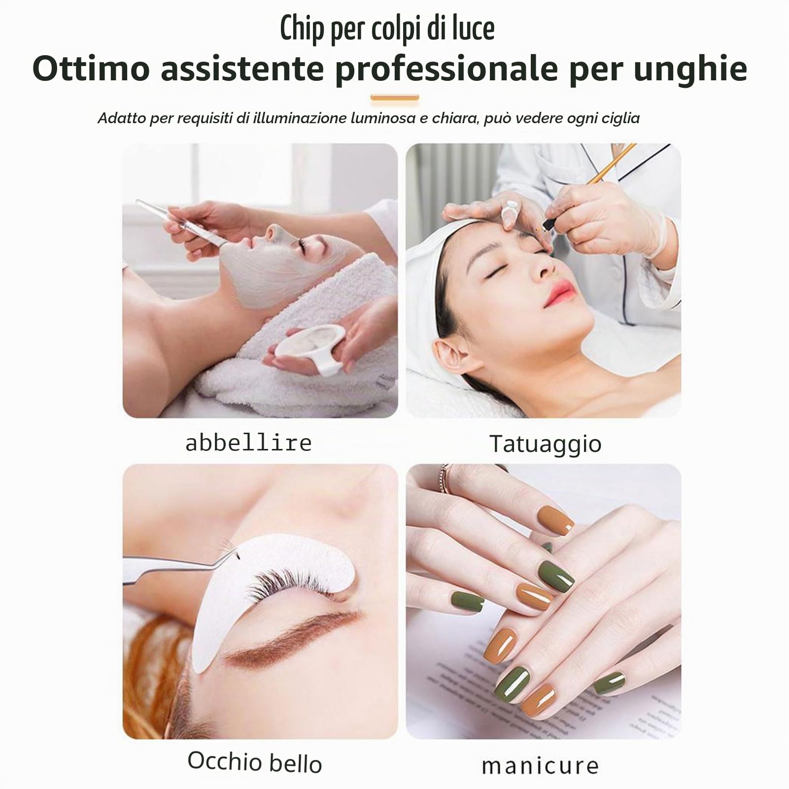 Andoer Lampada di bellezza a LED a mezzaluna da 16 pollici con morsetto da scrivania, luce di riempimento per unghie/ciglia da 20 W, tubo flessibile (#3)
