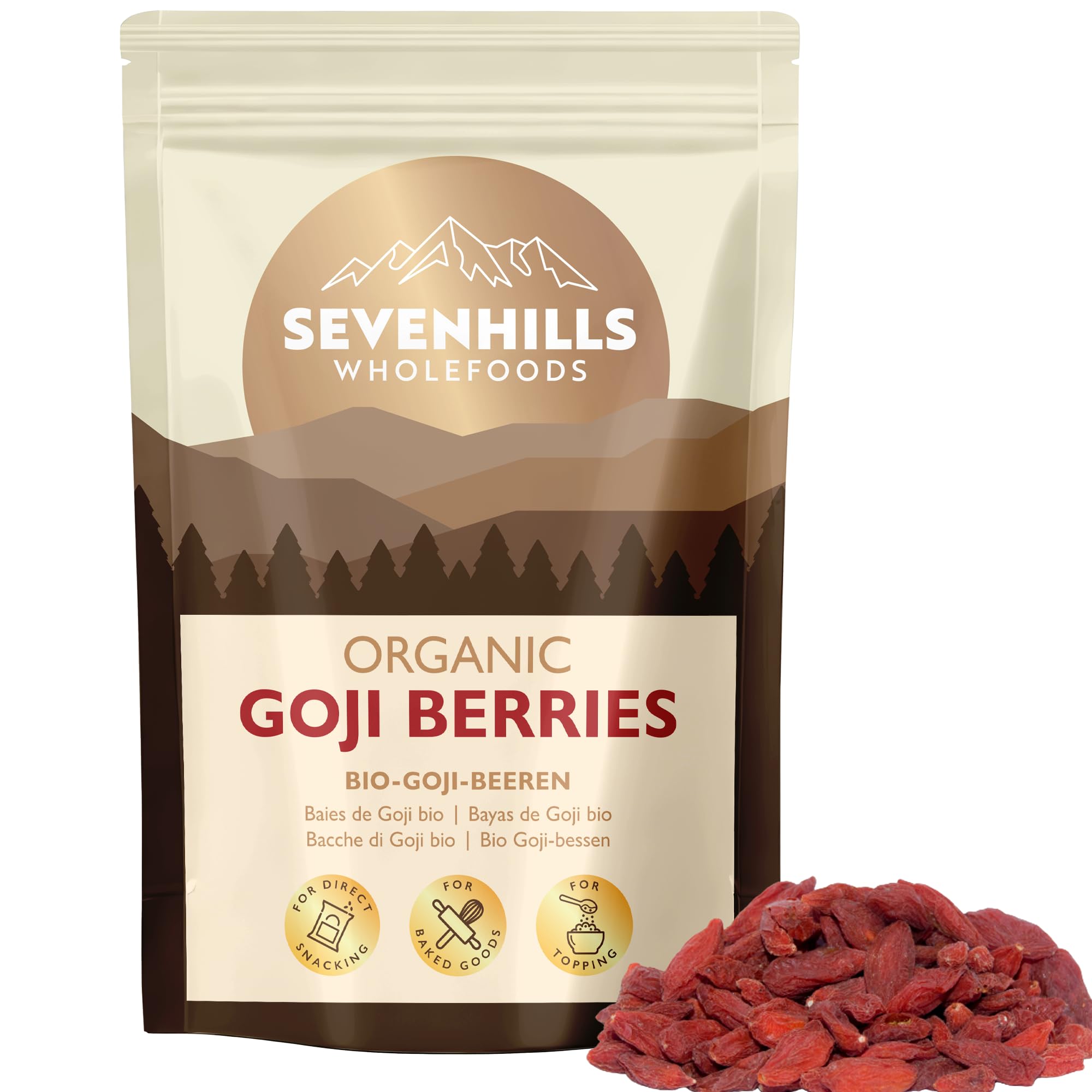 Sevenhills Wholefoods Roh Goji Beeren Bio 1kg | Wolfberries | Roh & Bio | Premium Qualität
