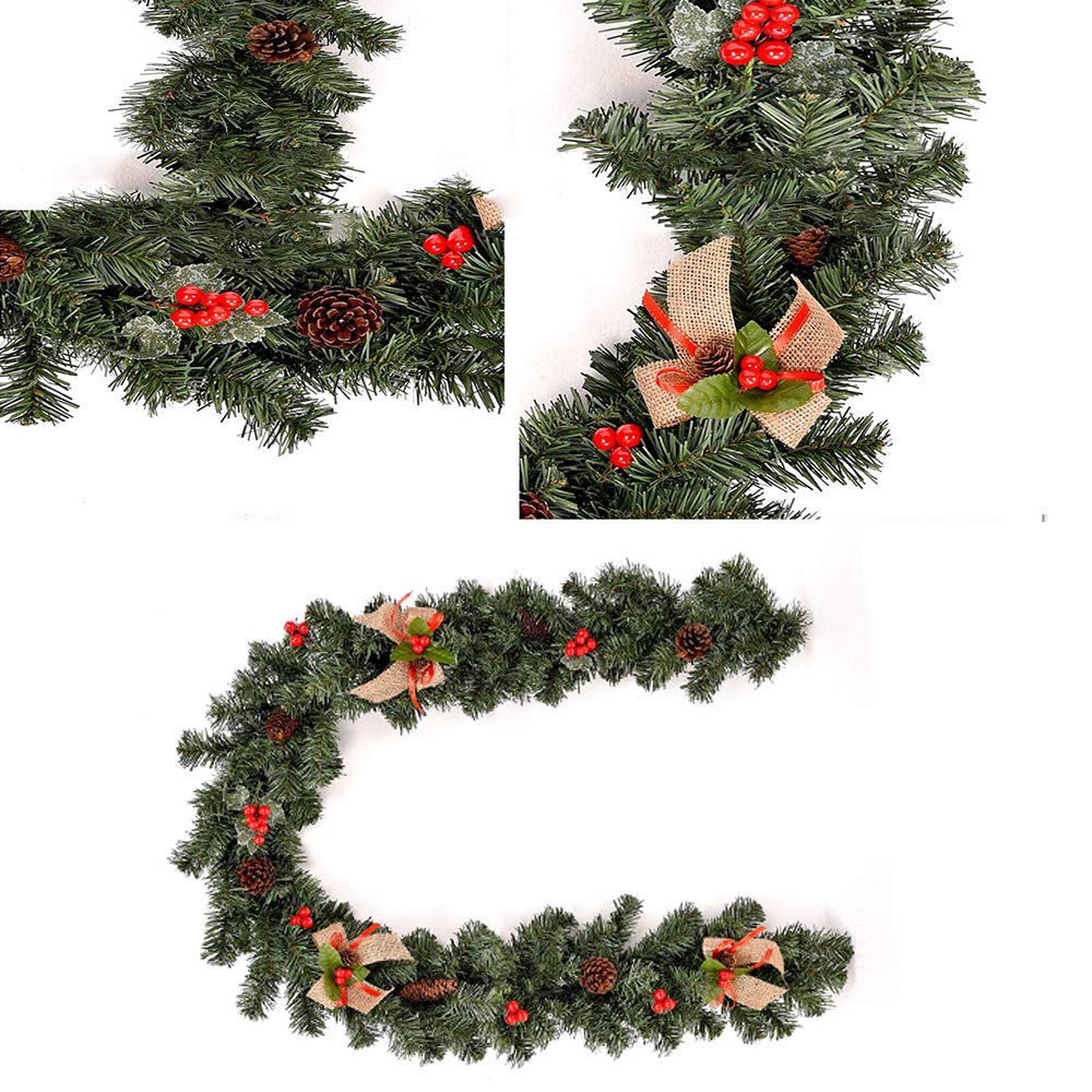 Weihnachts-Girlande 2,7m Mit Lichtern - Grüne Ranke Mit Tannenzapfen Für Innen & Außen