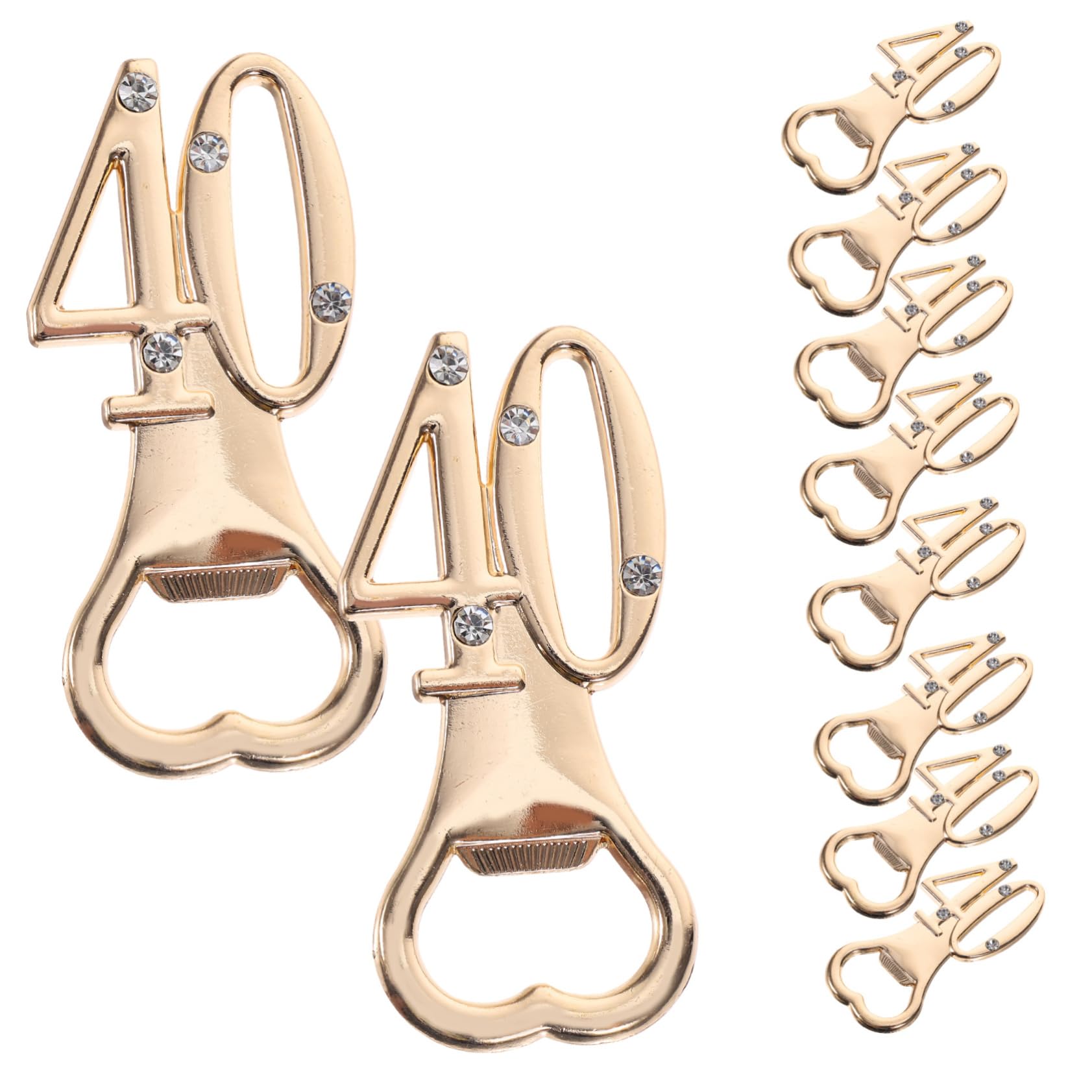 Ciieeo Abridor De Botellas De Cumpleaños Cromo Sénior Tema Aluminio Multifunción Llave Abrebotellas Divertido Abrebotellas Hebilla Abrel De Botella Portátil Pedrería 10 Piezas*4