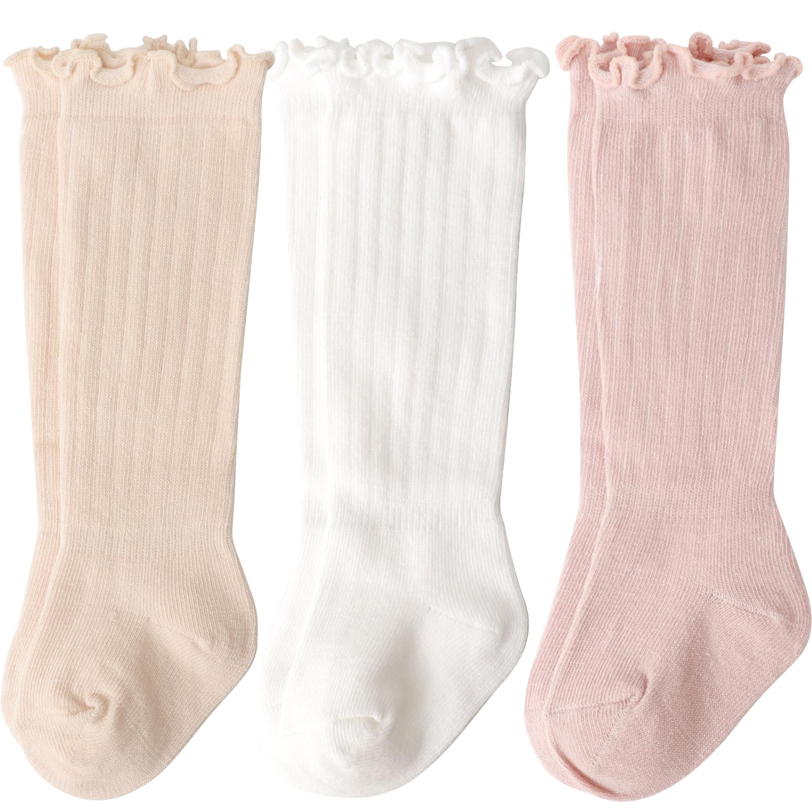 DRESHOW Baby Girl Knee High Socks Toddler Dress Socks Baby Stocking Cotton Infant Socks