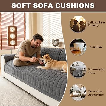 Non-Slip, Stain-Resistant, Preventing Pets, Dark Grey Sofa Covers, 1 Piece