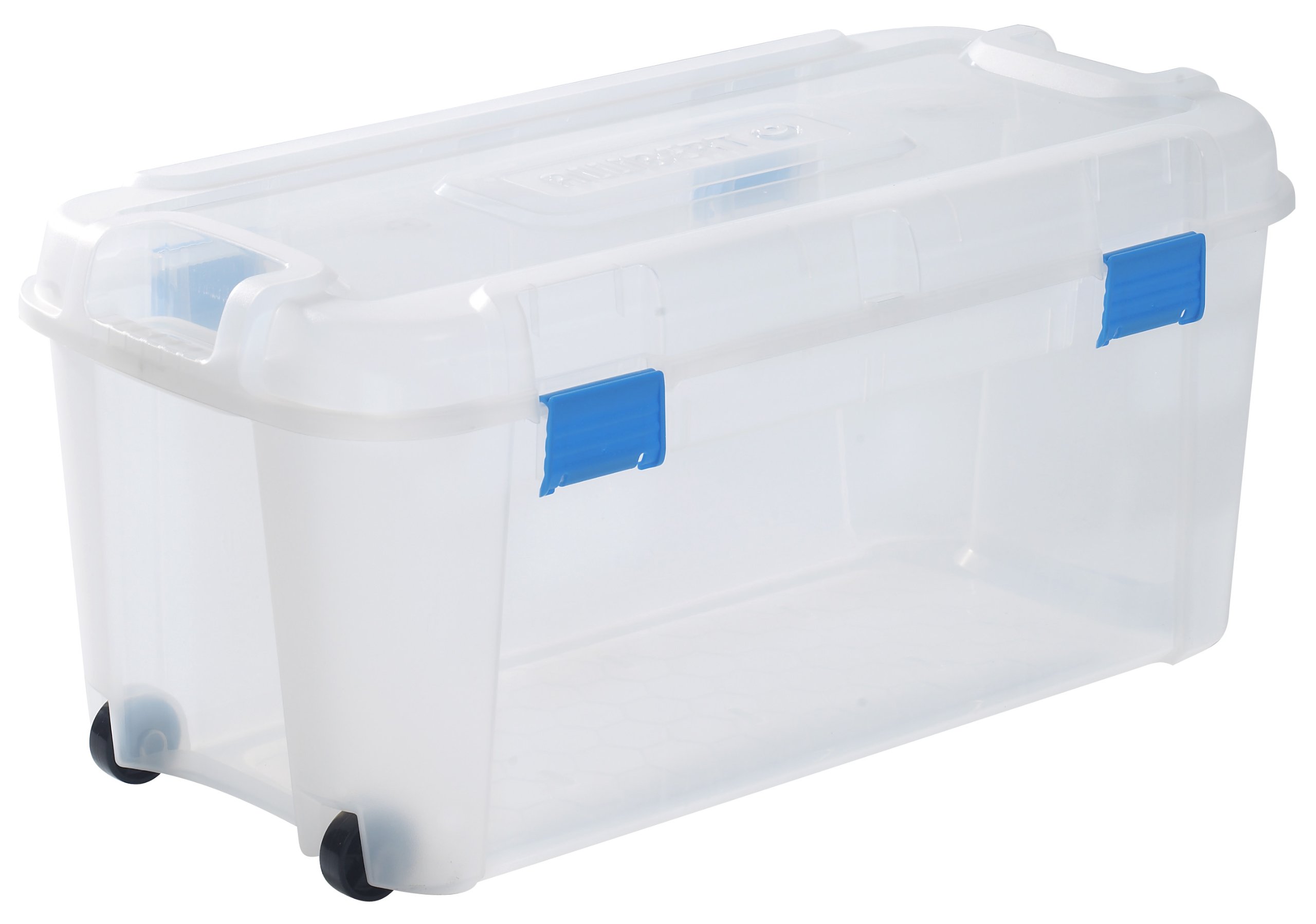 Allibert 197837 - Caja de Almacenamiento con 2 Ruedas (Polipropileno), Transparente, Polipropileno, Transparente, 80 l