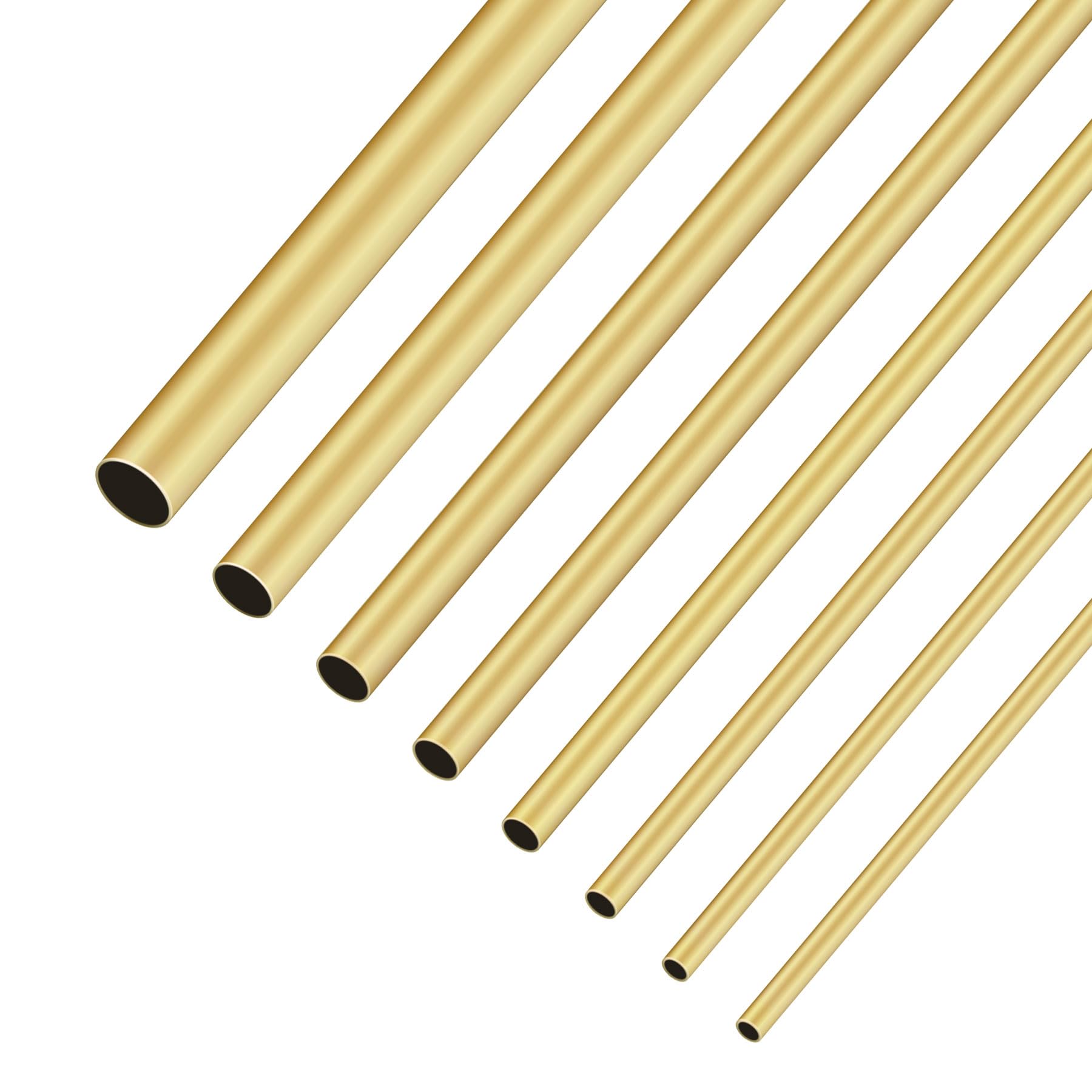Lot de 8 tubes ronds en laiton - 2 mm, 2,5 mm, 3 mm, 4 mm, 4,5 mm, 5 mm, 6 mm, 8 mm, diamètre extérieur x 0,3 mm, épaisseur de paroi : 300 mm