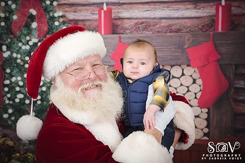 Miniatura 5 de Chimenea de madera de Feliz Navidad, fondo de cabina de estudio fotográfico, accesorios de invierno de madera roja, regalo de calcetín de Navidad