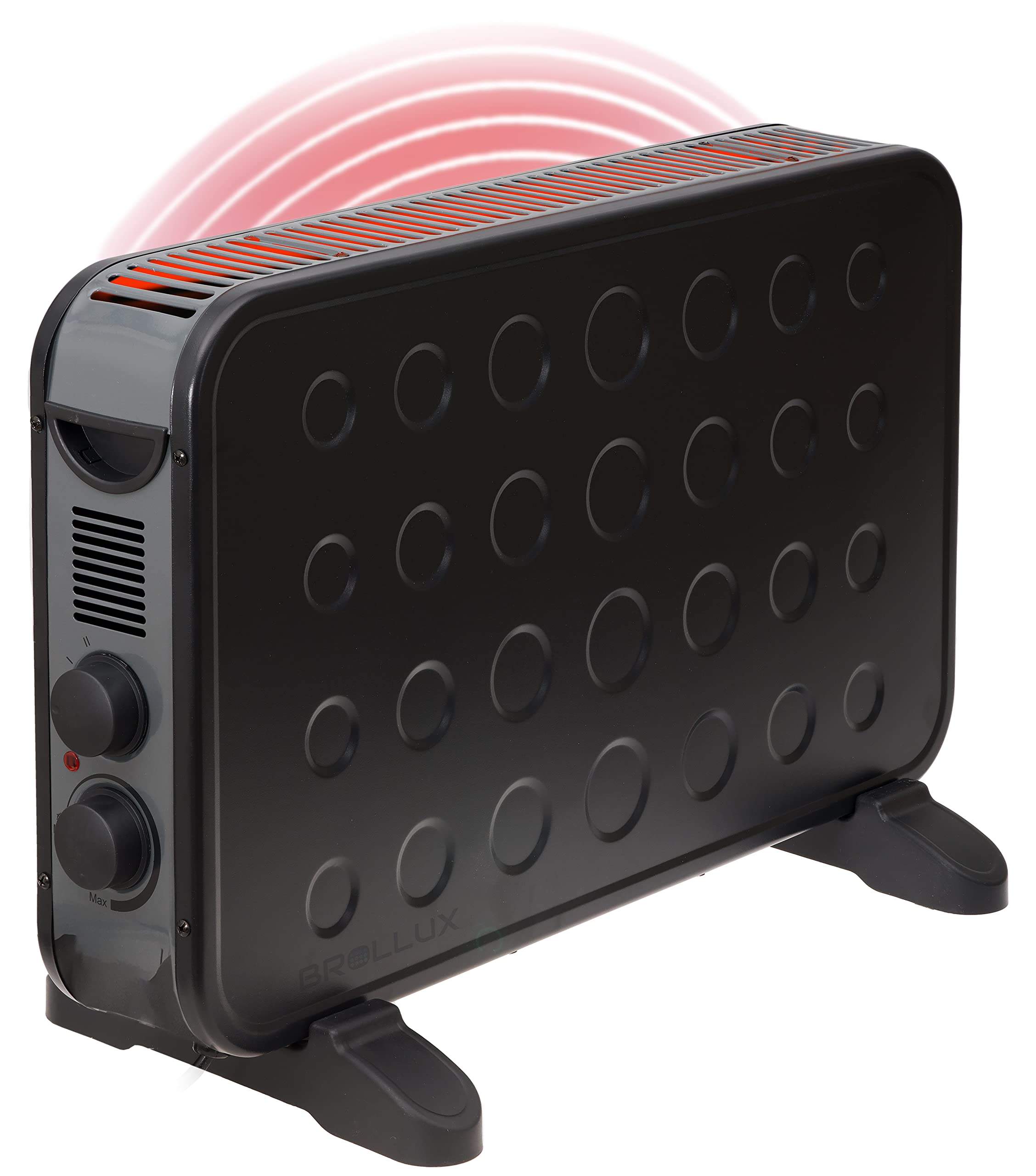 Calefactor Eléctrico BROLLUX 2000W – Convector Con Ventilador Turbo, 3 Niveles De Potencia, Termostato, Protección Sobrecalentamiento, Móvil Y Ligero