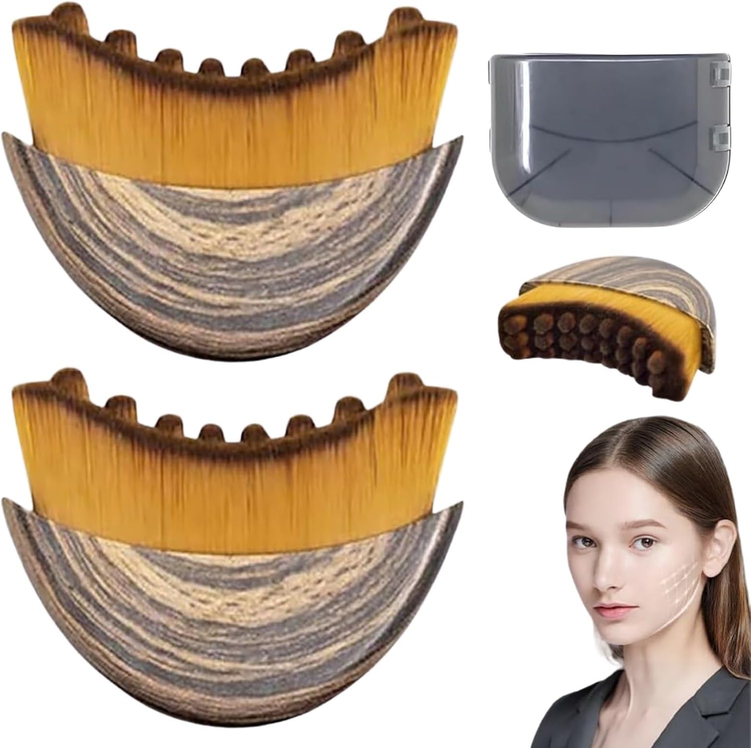 New Lymphatic Contour Face Brush-Facial Dry Brush-Lymphatic Drainage Massager,Ergonomically Designed to Fit The Skin Precisely and Relieve Fatigue (2 Pcs)