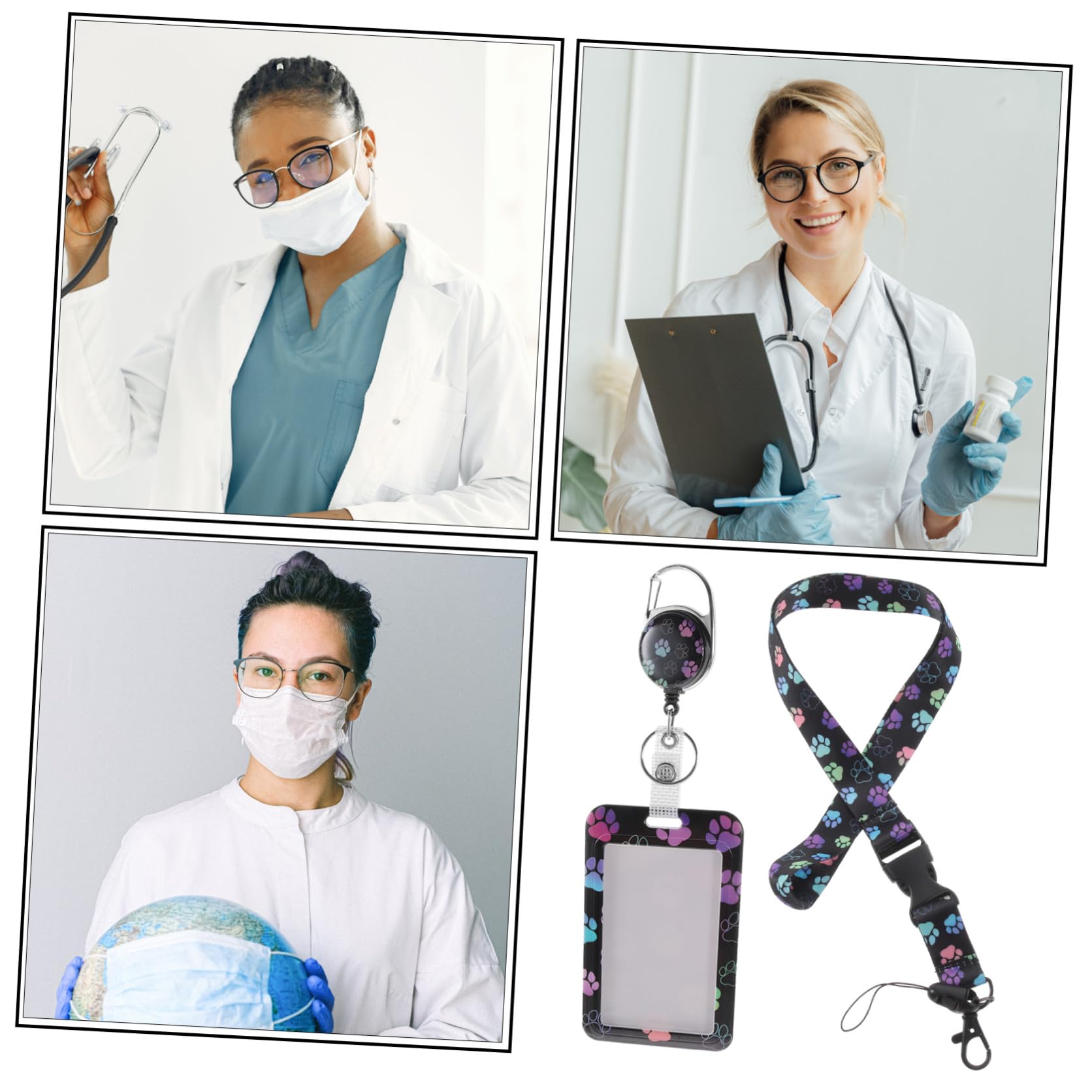 Ciieeo 5 Piezas Titular De La Tarjeta De Identificación Con Cuerda Cutylanyard Titular De La Identificación Del Cordón Tarjetero Antiarañazos Poliéster Documentos Caja De Tarjetas Alumno