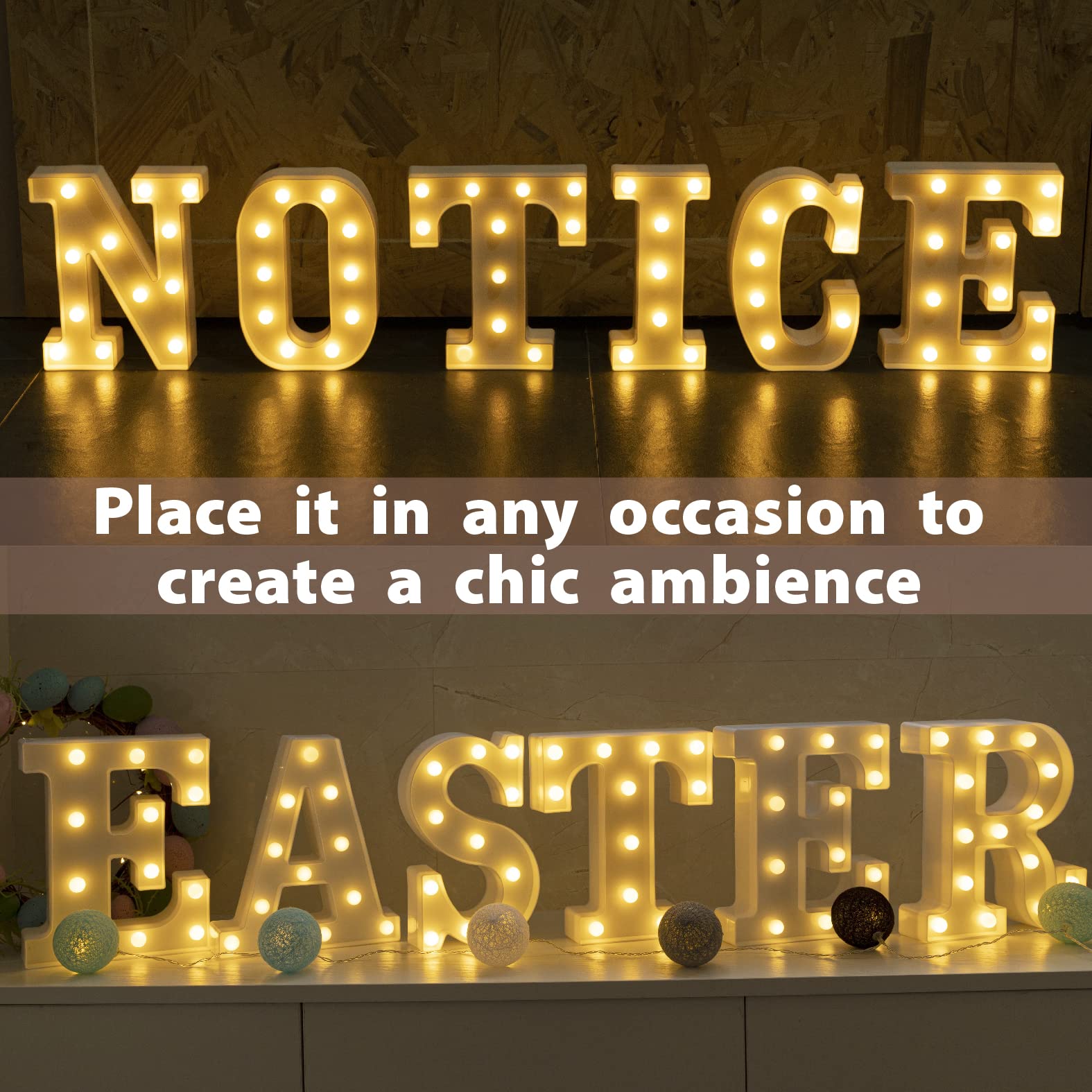 Letras Con Luces LED De Marquesina, 18 Colores Cambiantes Del Alfabeto Con Temporizador Remoto Para Luz Nocturna, Recámara, Boda, Fiesta De Cumpleaños, Navidad, Decoración Del Hogar, Bar, Colorido S