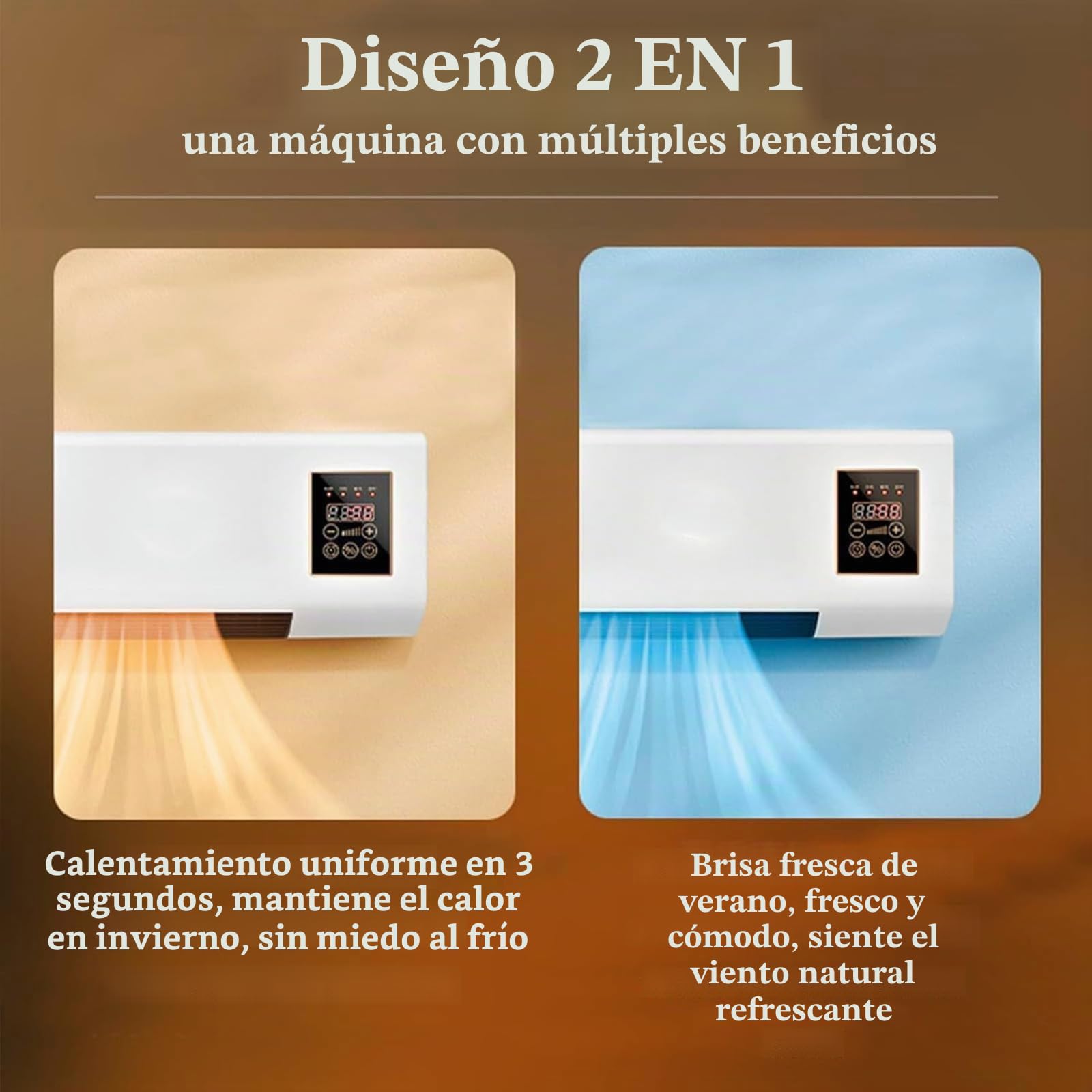 Aire acondicionado sin conductos, unidad de CA autoevaporadora portátil, montado en la pared con ventilador sin aspas y control remoto, sistema dividido fácil de instalar para dormitorio