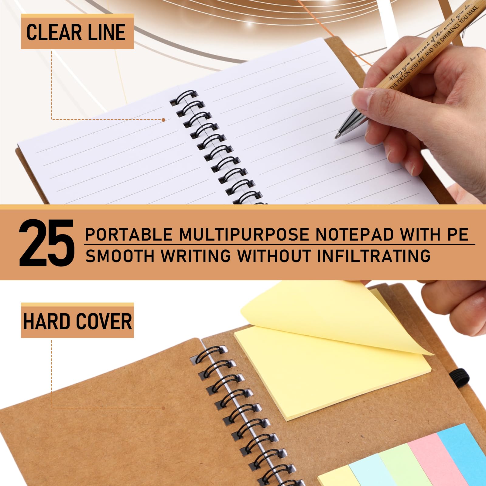 Jetec 25 juegos de cuadernos inspiradores a granel para el regreso a clases, cuaderno motivacional con bolígrafo y bloc de notas adhesivas, regalo de agradecimiento para profesores, estudiantes
