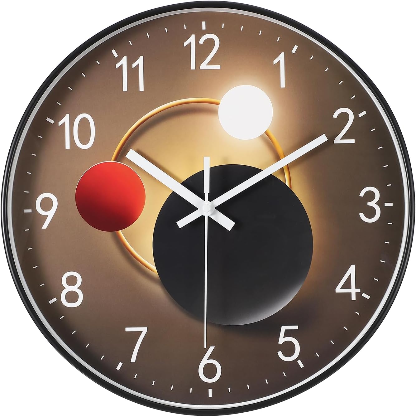 PATIKIL 12 Inch Modern Wall Clock, Silent Non-Ticking Wall Clocks Sweep Mechanism Battery Operated Modern Style for Office Home Living Room Kitchen Decoration, Black White