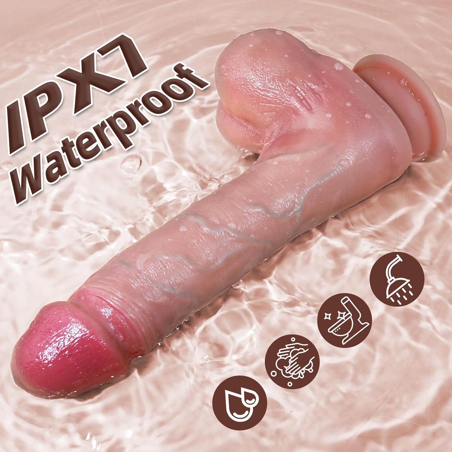 8 inch Soft Adult Tools for Women Automatic Electric Machine Handheld Silicone Realistic Classic Wand for Women with 10 Modes Auto Heating SSD96