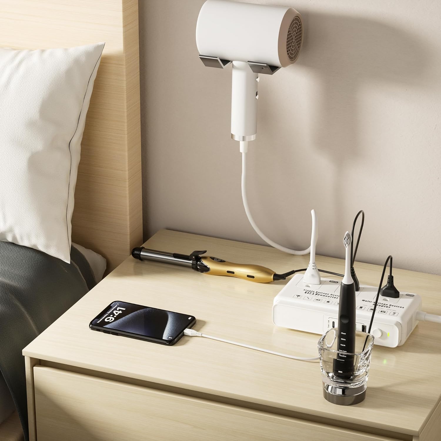 Adaptador convertidor de voltaje de 220 V a 110 V: transformador de enchufe de regleta de viaje internacional de Estados Unidos a Europa, secador de pelo eléctrico de 2000 W, convertidores de salida