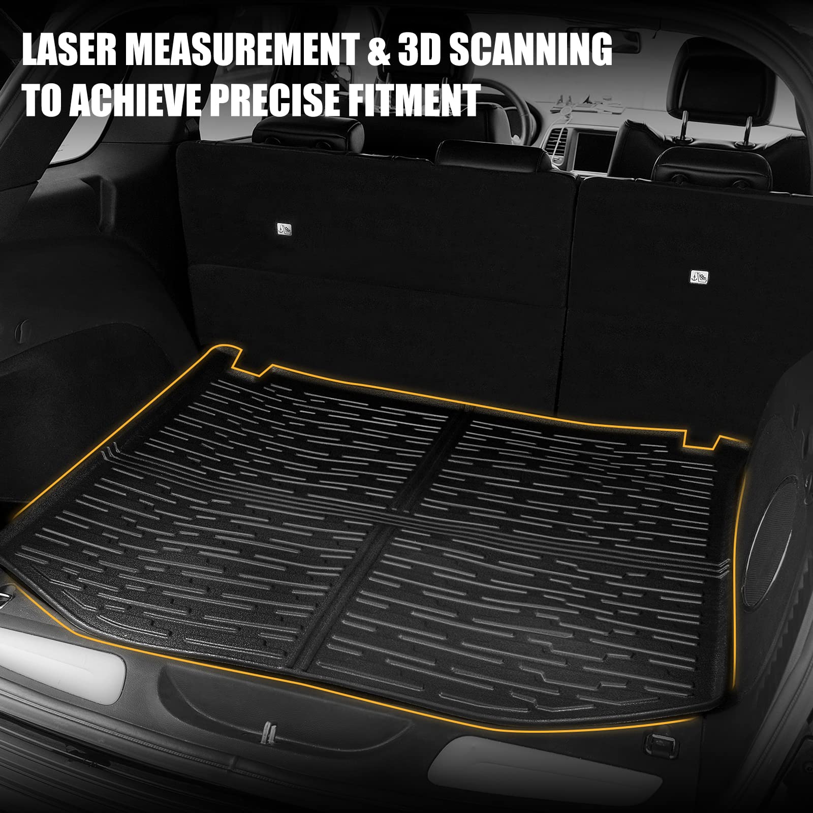 (Incomplete)OUSUWO Cargo Mats & Backrest Mats for 2011-2021 Jeep Grand Cherokee, TPE Cargo Liner with Seats Back Mats, Anti-Slip Trunk Mats Full Set Trunk Liner for 2022 2023 Jeep Grand Cherokee WK