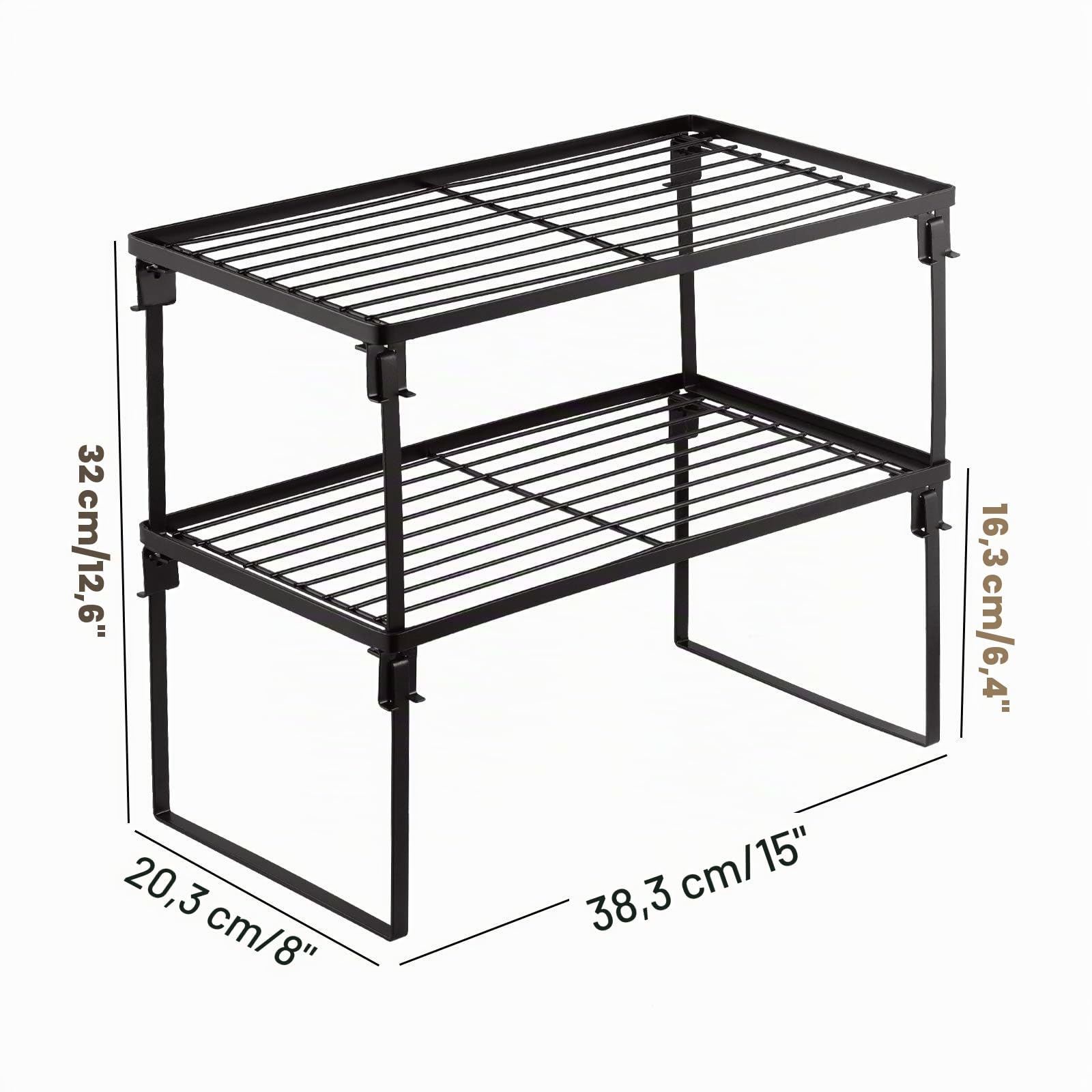 Tomorotec [Confezione da 2] Scaffale impilabile da cucina, scaffale pieghevole per spezie, mensole da cucina, bancone da cucina e scaffali, organizer per armadietti,