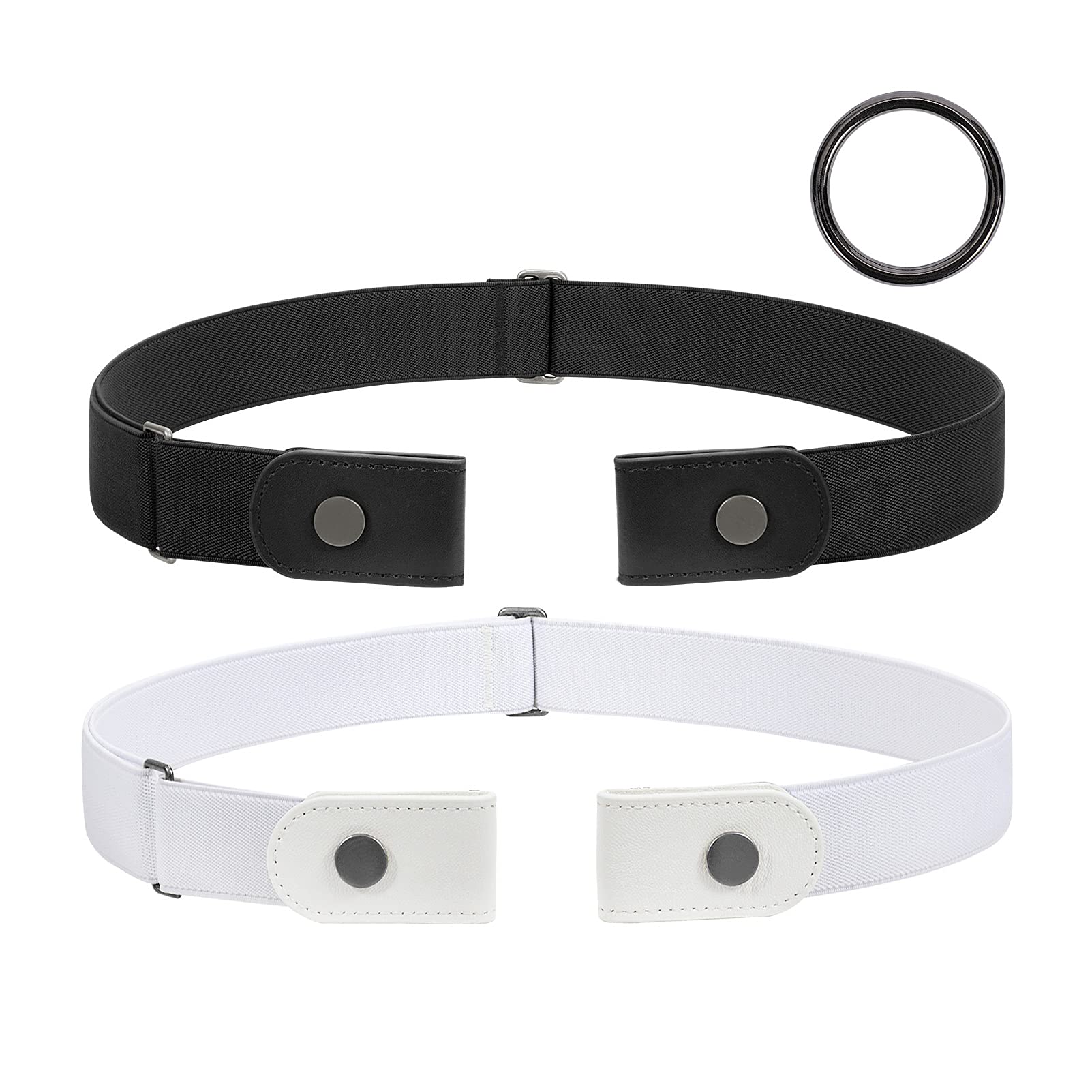JasGood 2 Stück Herren Schnallenfreier Elastischer Gürtel Ohne Schnalle, Schnallenloser Unsichtbarer Gürtel für Herren 3,5cm Breite
