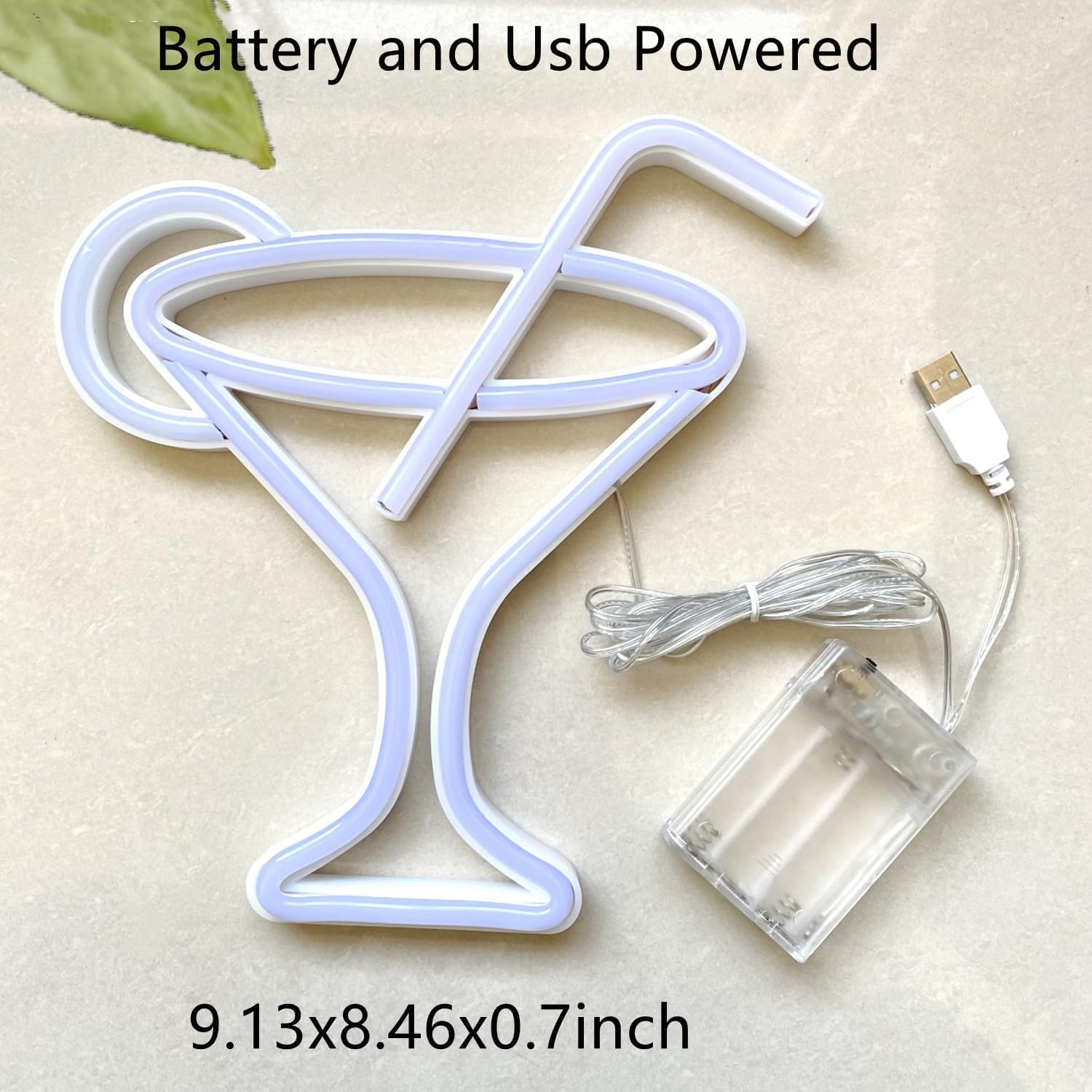 Led Cocktails Neon Sign, Wine Glass Light Battery and USB Powered Night Light for Wall Decor, Club, Bar Cart Accessories - Image 5