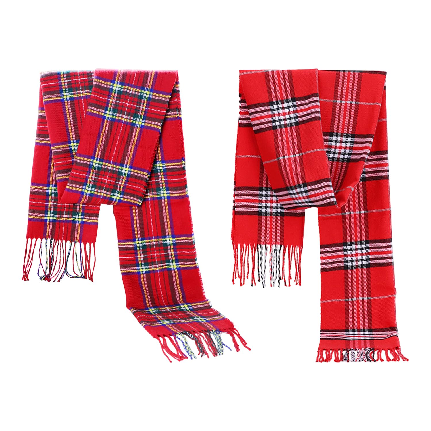 FFDHWU 2 Pieces Of Red Plaid Scarves, Warm Shawls In Winter, Soft And Comfortable, Imitation Cashmere Texture, Fashionable Tassel Scarves.