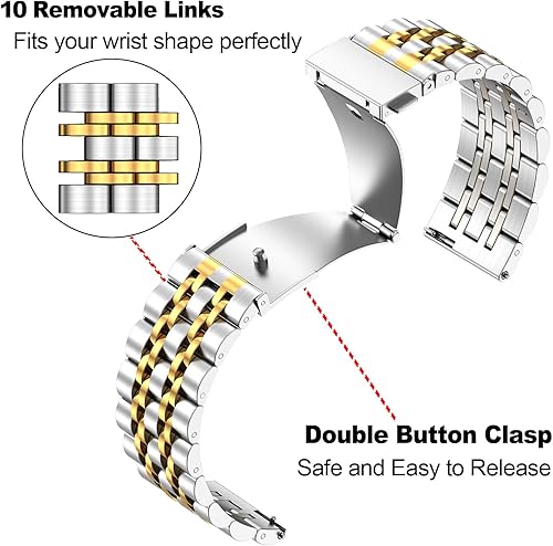Miniatura 3 de ZPJPPLX Correa de reloj universal de liberación rápida, 0.709 in, 0.787 in, 0.866 in, acero inoxidable, correas de metal para Samsung Galaxy Watch