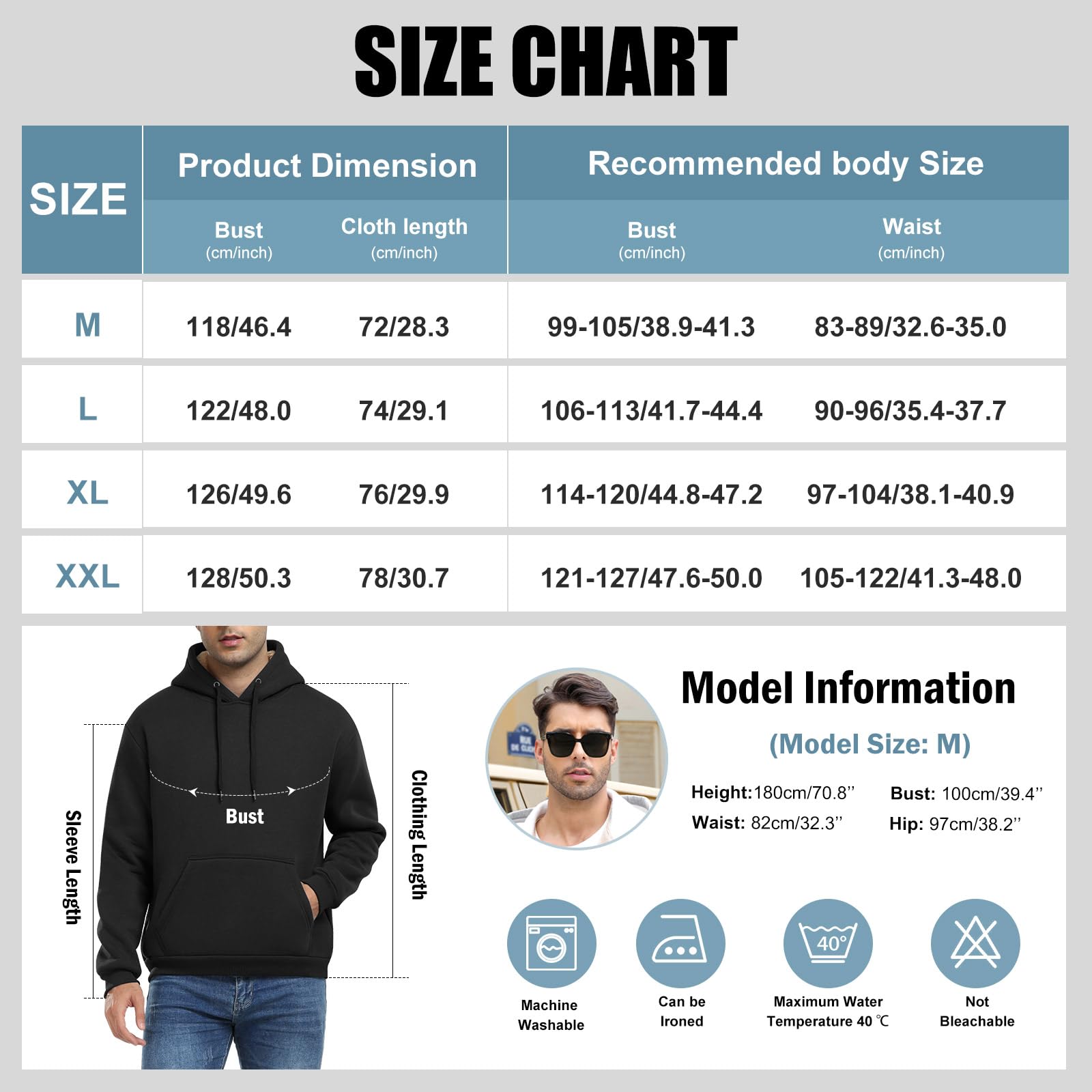 Nadeer Felpe con Cappuccio Uomo Felpa in Pile Manica Lunga Hoodies Invernale Caldo Sweatshirt Pullover con Tasche Sport Fitness