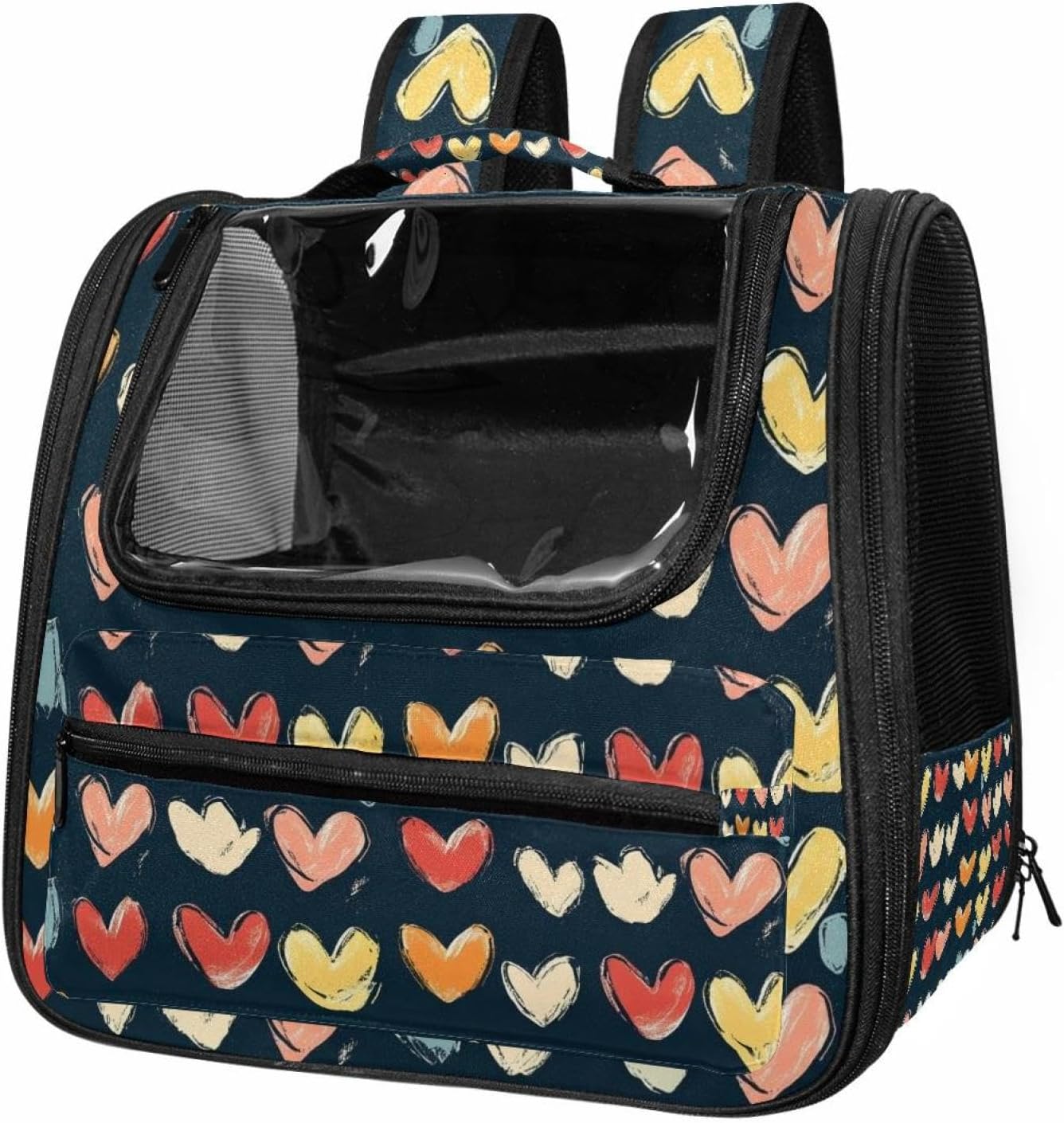 Portable Travel pet Backpack Carrier Hamster Bag Small Dog cat Carrier Breathable Hang Bag, Abstract Hearts (28)