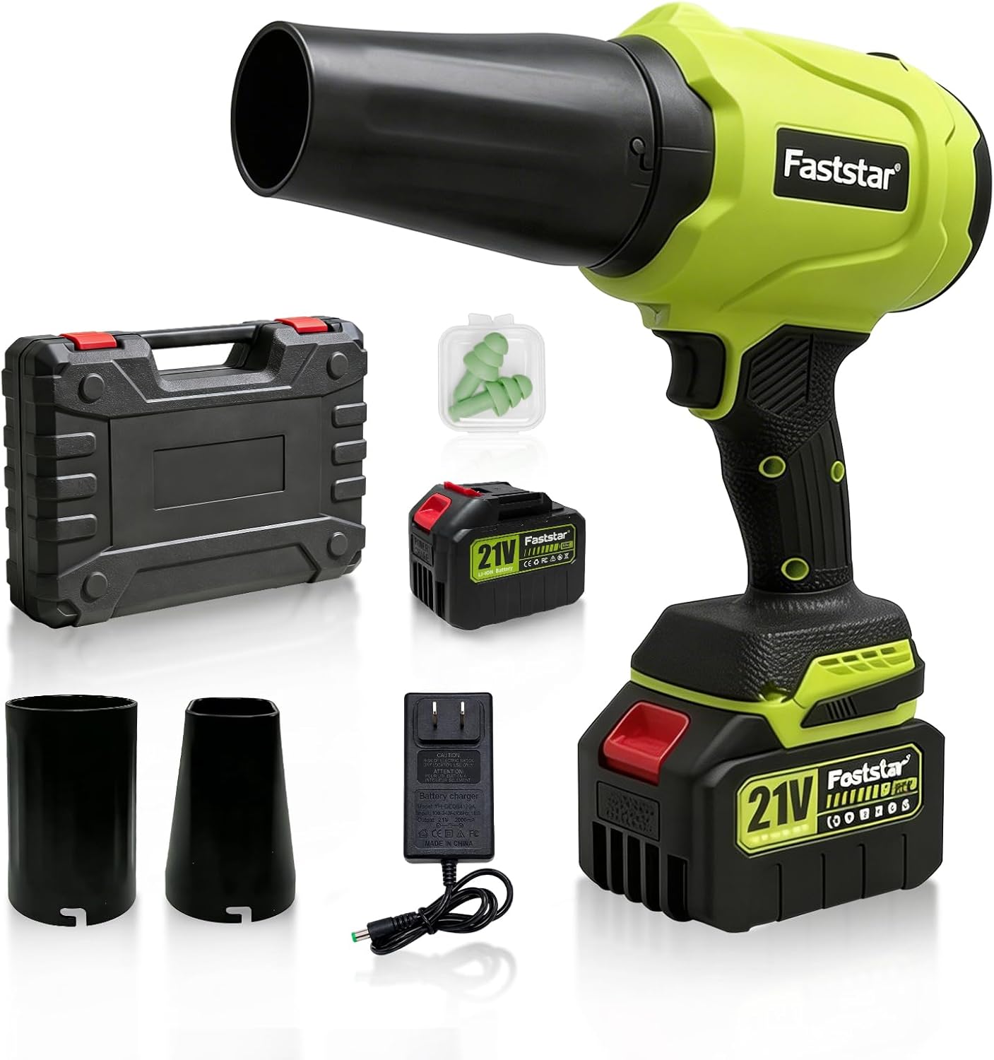 Faststar 21V 6.0Ah Cordless Leaf Blower, Brushless Handheld Jet Blower, 2000 MPH 800 CFM 1200G Thrust Powerful Electric Air Blower for Car Drying & Yard Cleanup (4500mAh)