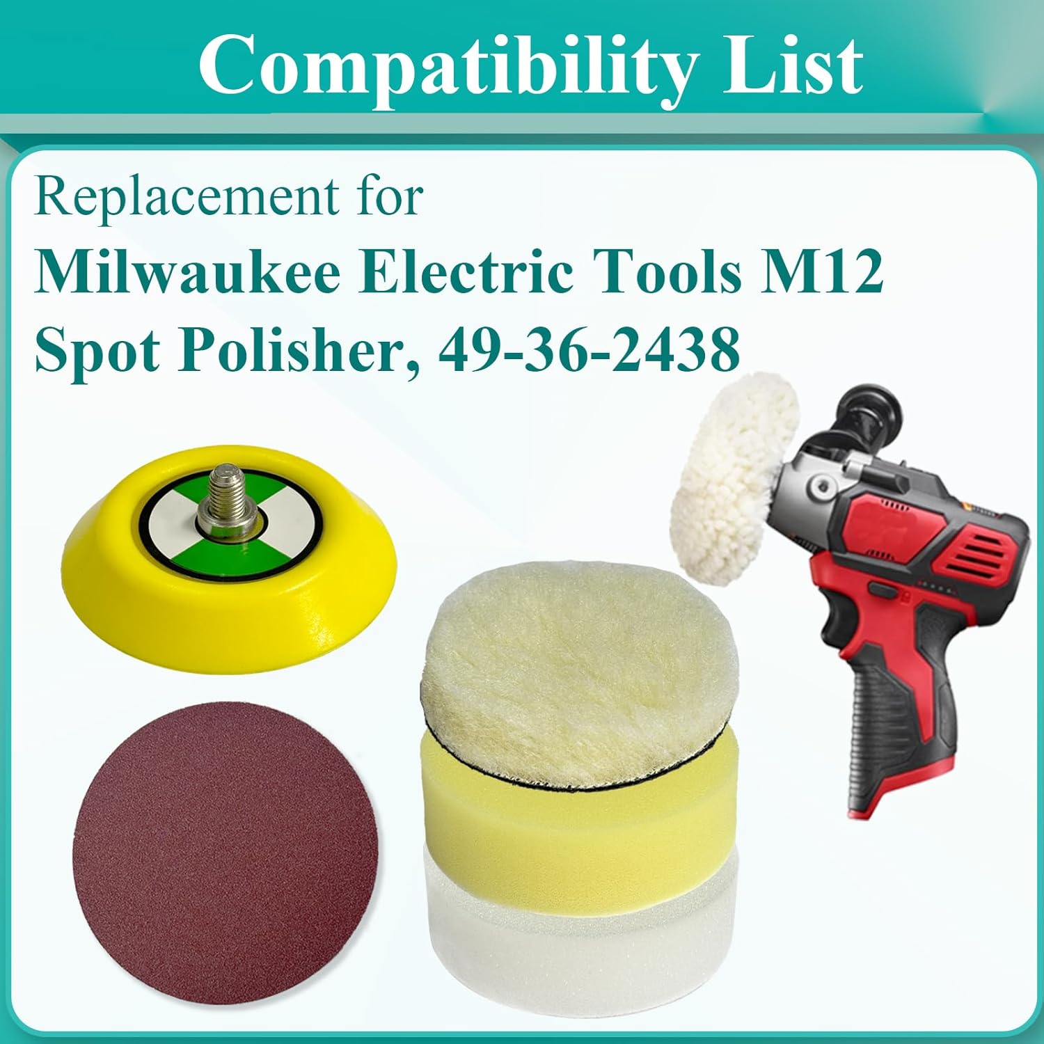 27-Piece Polishing & Sanding Pad Kit Replacement for Milwaukee M12 2438-22 – Includes Buffing Pads, Wool Pads, 20 Sandpapers for Auto Detailing & Surface Restoration