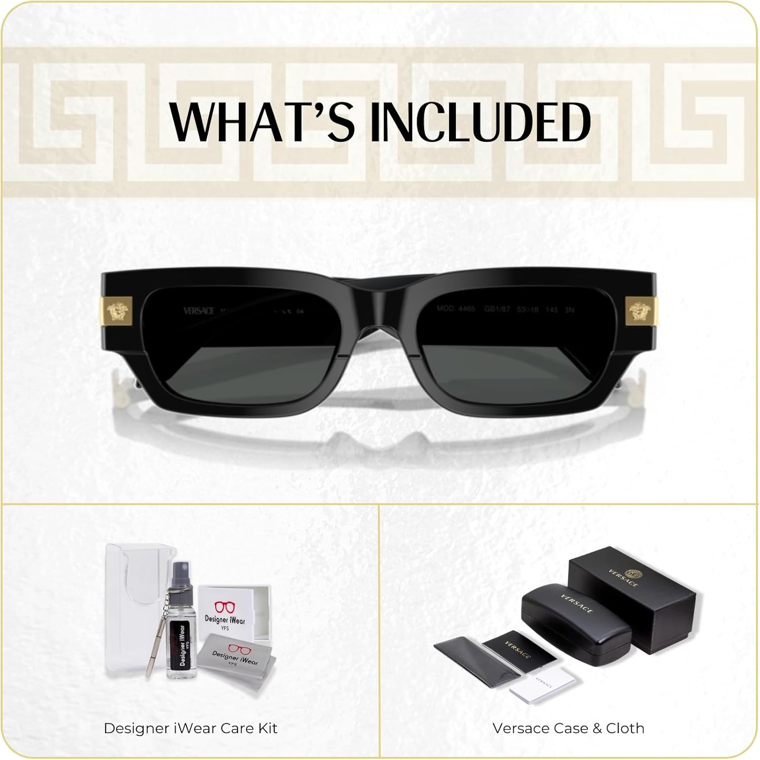 Versace VE4465 Rectangular Sunglasses for Men +BUNDLE with ACCESSORY EYEWEAR KIT - Image 2