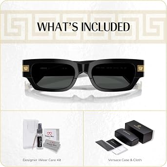 Versace VE4465 Rectangular Sunglasses for Men | In Havana, Top Black/Red Havana & Top Black/White. Bonus kit: cleaning spray, cloth, screwdriver & mirror.