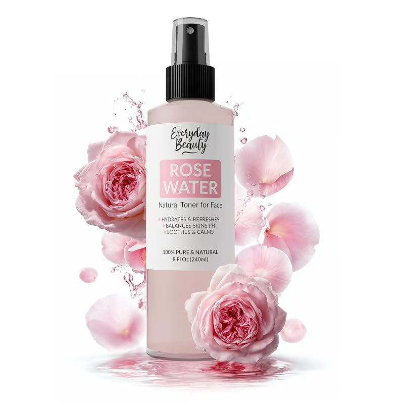 Everyday Beauty Spray de água de rosas para rosto e cabelo, tônico facial sem álcool, vegano, 240 mL
