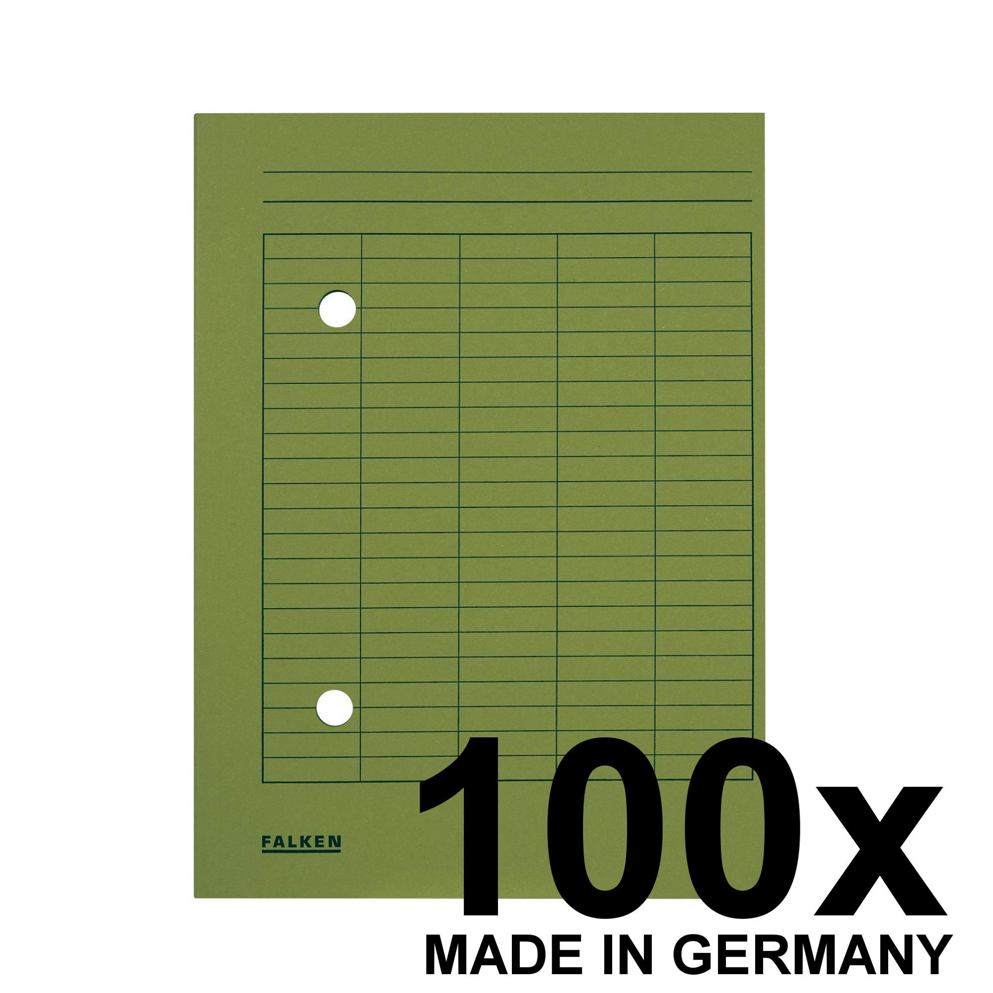 Original Falken 100er Pack Umlaufmappe. Made in Germany. Aus Recycling-Karton für DIN A4 mit 2-seitiger Organisationsdruck grün Blauer Engel Hefter ideal für Büro,Schule und mobile Organisation