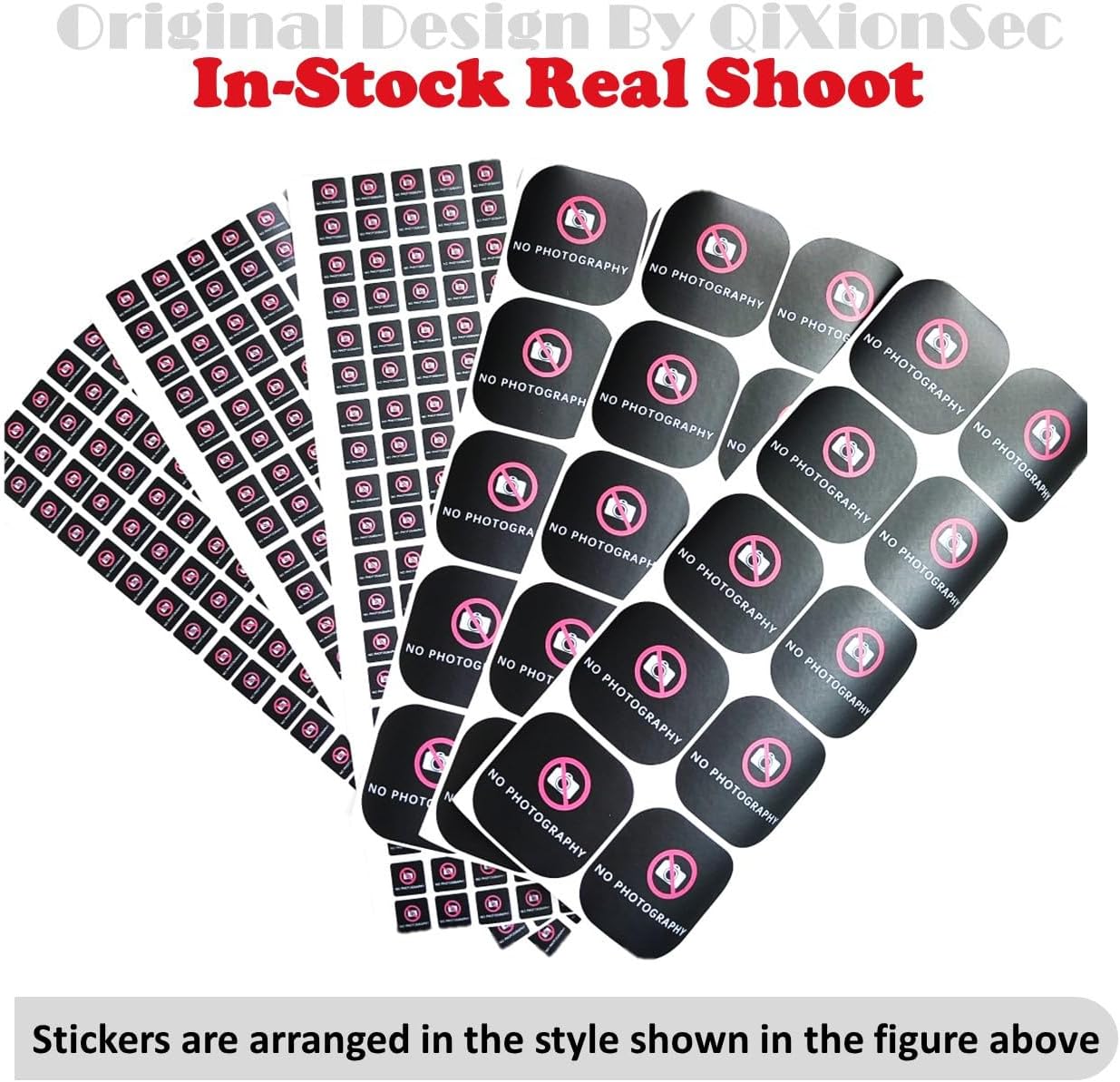 Tamper-Proof Phone Security Stickers to Prevent Photo Taking, Tamper evident Stickers, Anti-Camera Seals for Restricted Areas with Watermark, No Residue​ (1.57“x1.57”),200 Pieces/Pack
