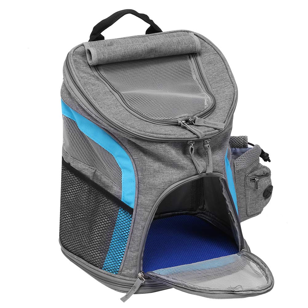 Zaino traspirante Zaino per animali domestici, borsa da viaggio per animali domestici Borsa pieghevole per animali, ecologica per cuccioli da viaggio all'aperto(Blue+grey)