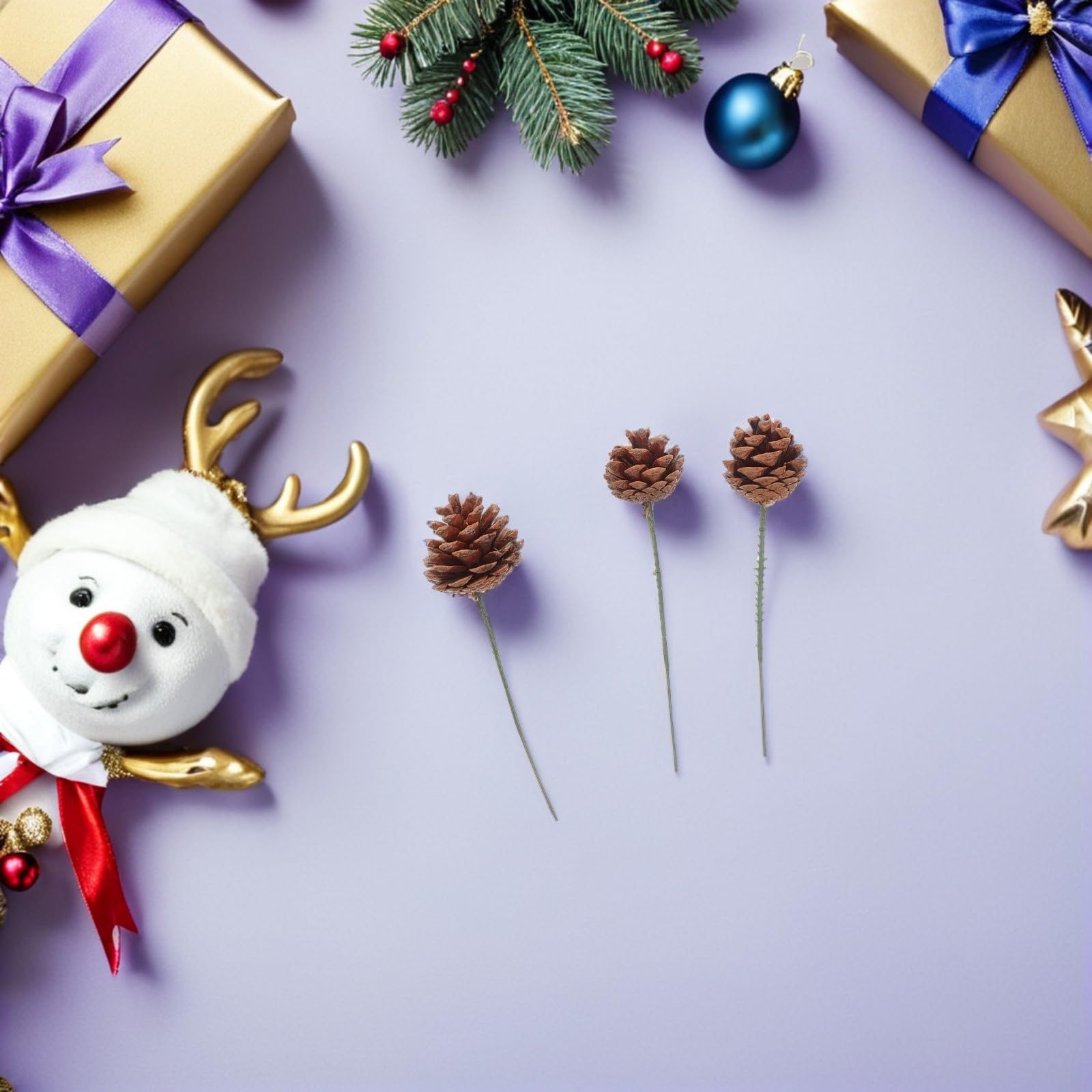 Housoutil 30 Unidades Ramas de Piña Naturales Varas de Madera para Arreglo Floral Navideño, Adorno Rústico Estable y Fácil de Almacenar para Manualidades
