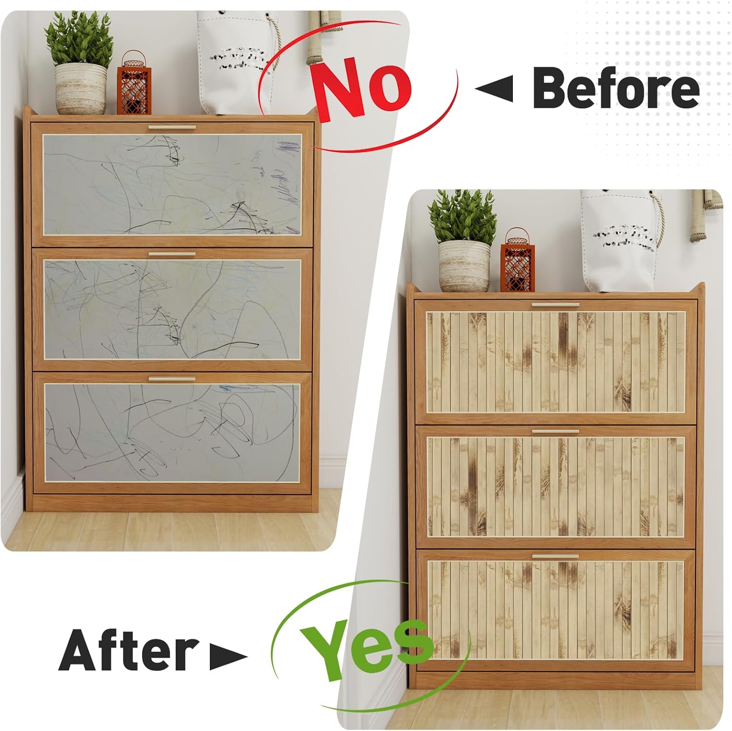 Bamboo Wallpaper Peel and Stick - 17.3”x480” Realistic Wood Slat Texture, Self-Adhesive Vinyl for Accent Wall, Bathroom, Spa Room, Natural Decor, Waterproof & Easy Install Natural