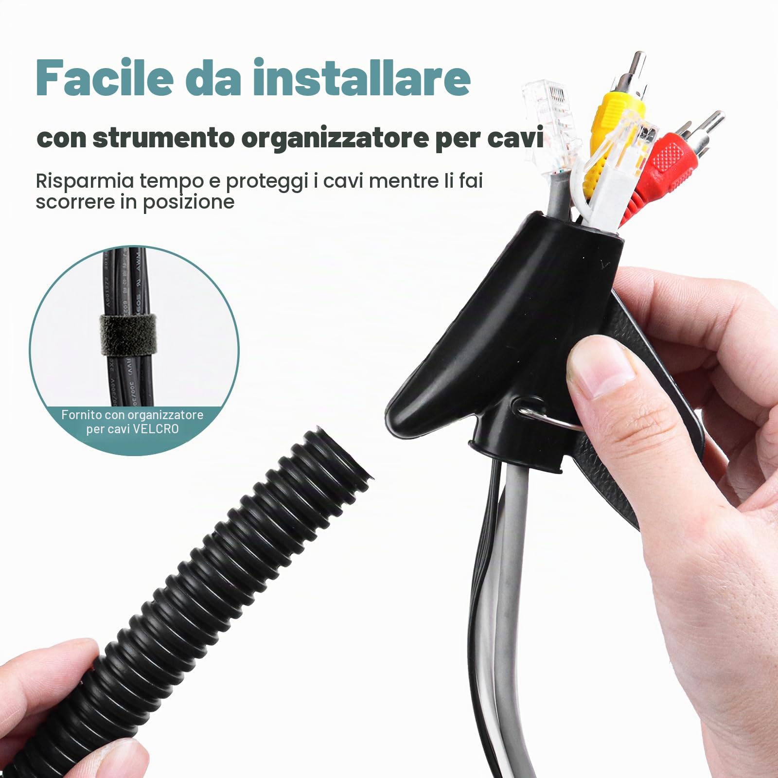Guaina per Cavi Elettrici, Tubo Corrugato Flessibile, Tubo Guaina Isolante Protettivo Cavo Filo per la Gestione di TV, Computer, Case, Uffici e Giardini. Protezione Anti-Morso per Cani e Gatti