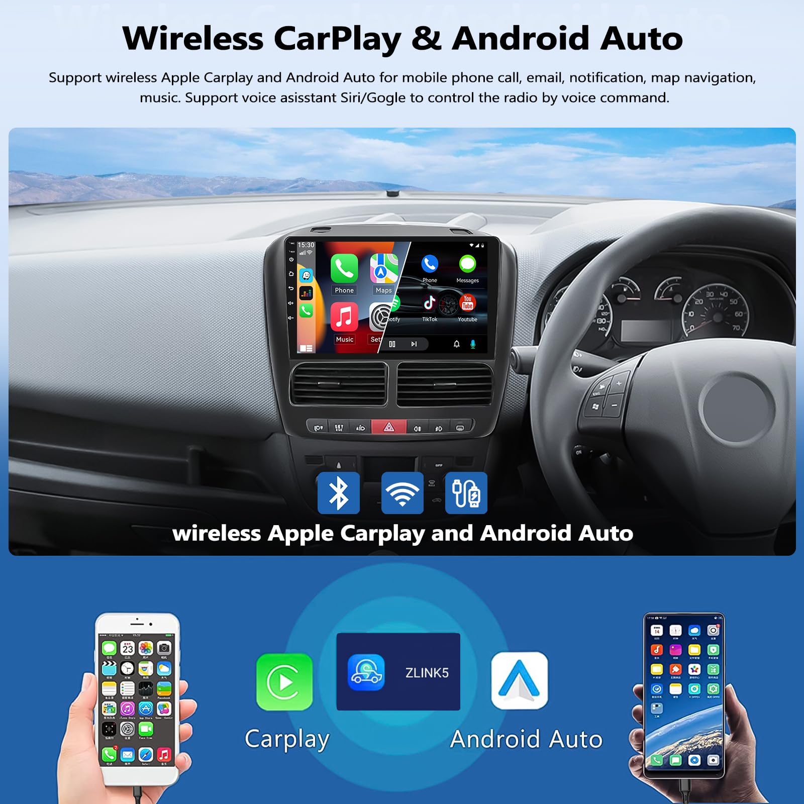 VECHTEL 8 Kern 4G 64G Autoradio Android 13 für Opel Karl 2017-2020, 10.1 Zoll HD IPS Touchscreen Auto Radio mit Drahtloses Carplay Android Auto GPS Wi-Fi Bluetooth DSP FM RDS Radio Rückfahrkamera