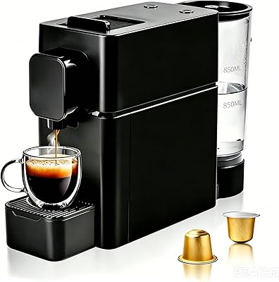 Machine à Café Capsules Pro 19 Bars, Cafetière Espresso Compacte, Température Personnalisée, Premier Café Toujours Chaud, Idéal Bureau et Commerce, Pré-infusion pour Arôme Intense, Noir