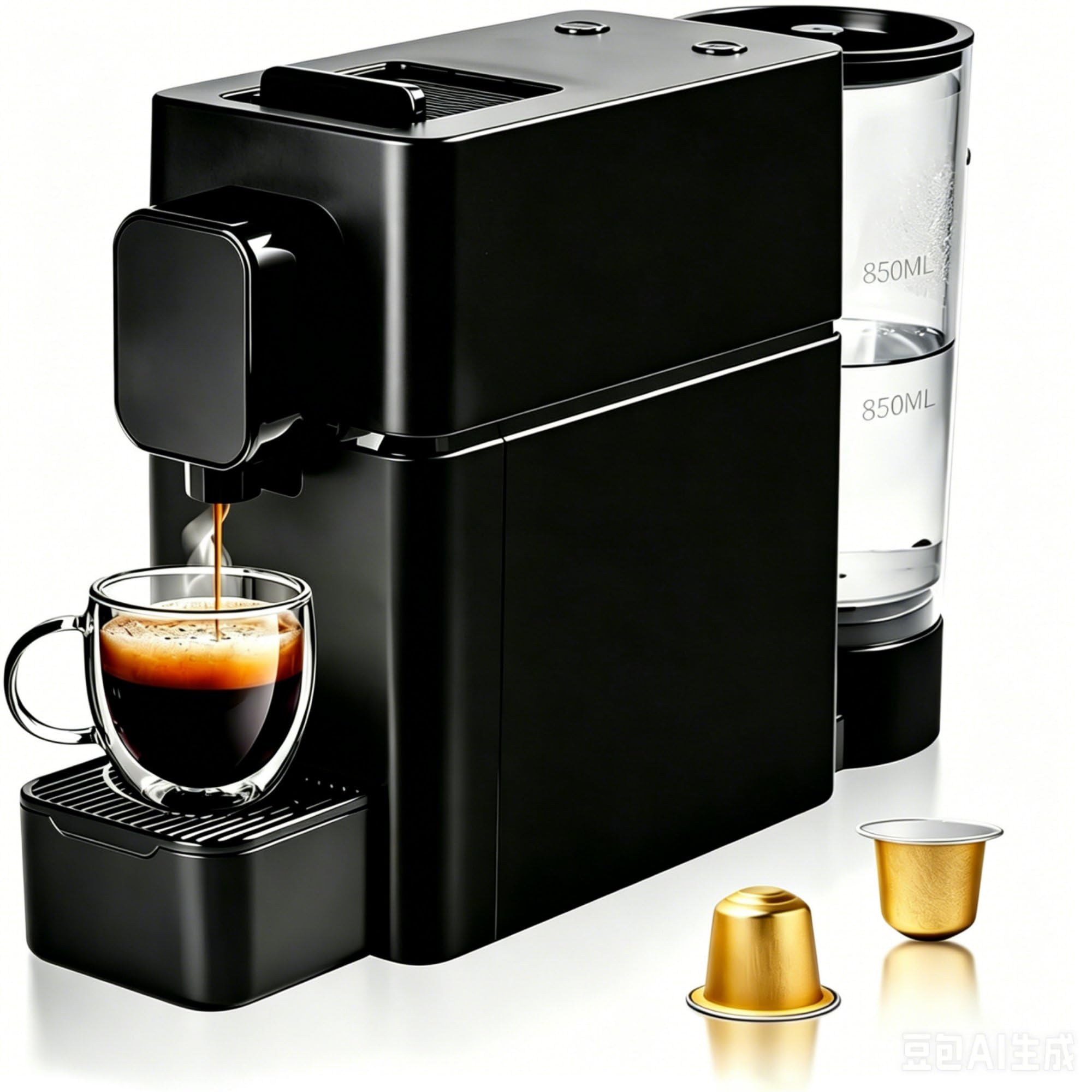 Machine à Café Capsules Pro 19 Bars, Cafetière Espresso Compacte, Température Personnalisée, Premier Café Toujours Chaud, Idéal Bureau et Commerce, Pré-infusion pour Arôme Intense, Noir