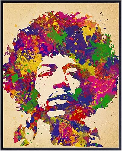 Jimi Hendrix Poster - 8x10 Psychedelic Experience Wall Art Decor for Men, Boys Bedroom, Living Room, Music Studio - Gift for Guitarist, Musician,